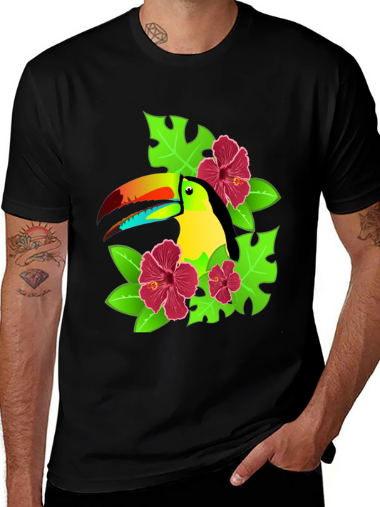Tropical Toucan Graphic T-Shirt - Fun Colorful Design