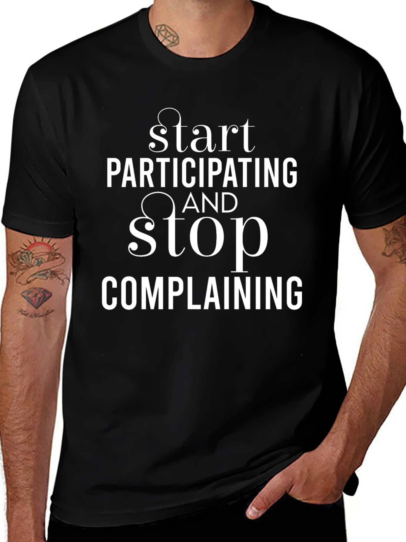Start Participating Graphic Tee - Inspiring Black T-Shirt