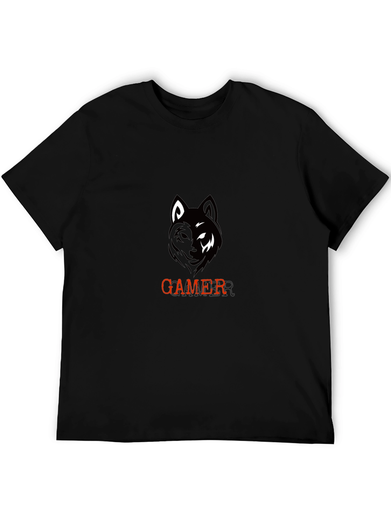 Gamer Wolf Graphic Black T-Shirt