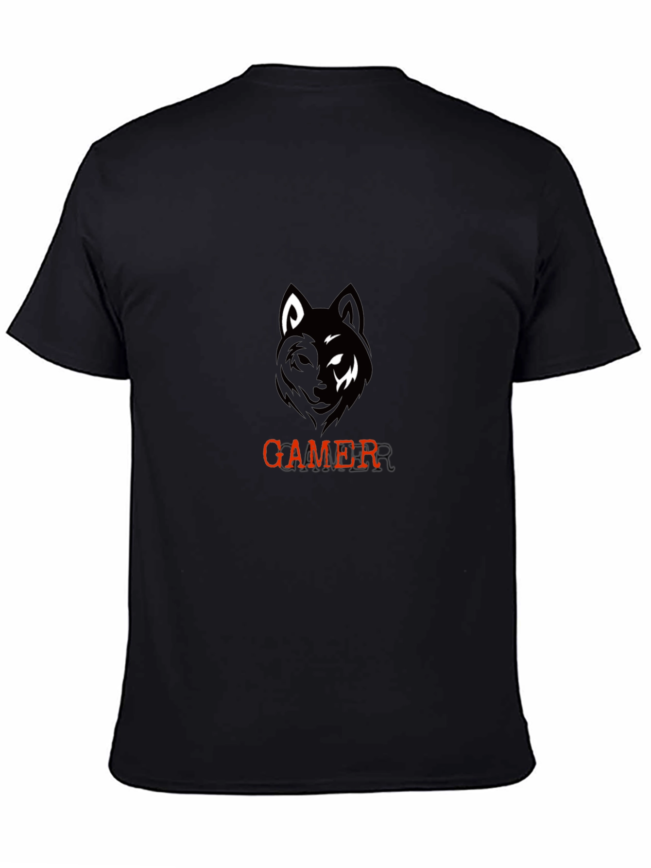 Gamer Wolf Graphic Black T-Shirt