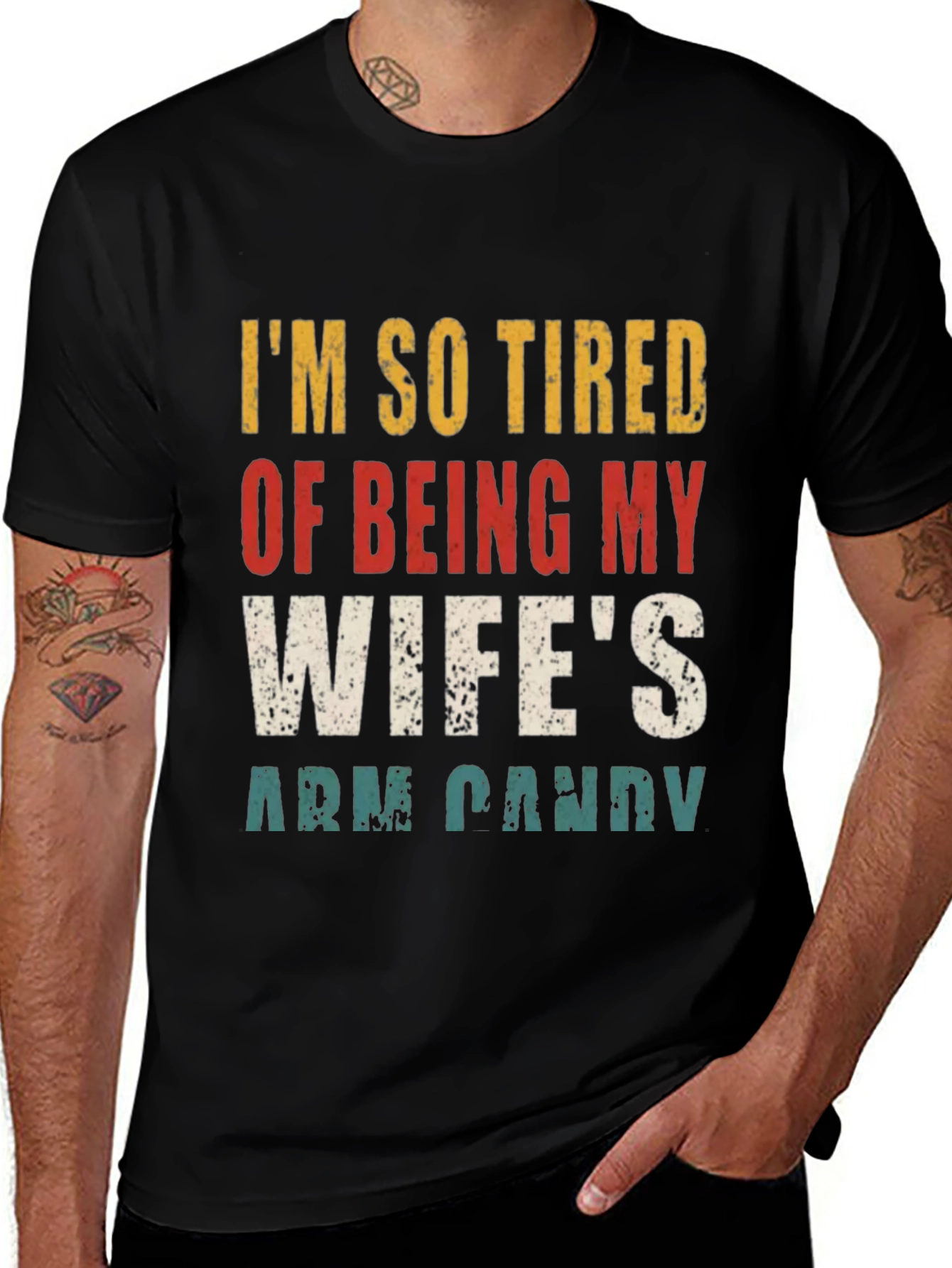 Funny Mens Wifes Arm Candy Graphic Tee
