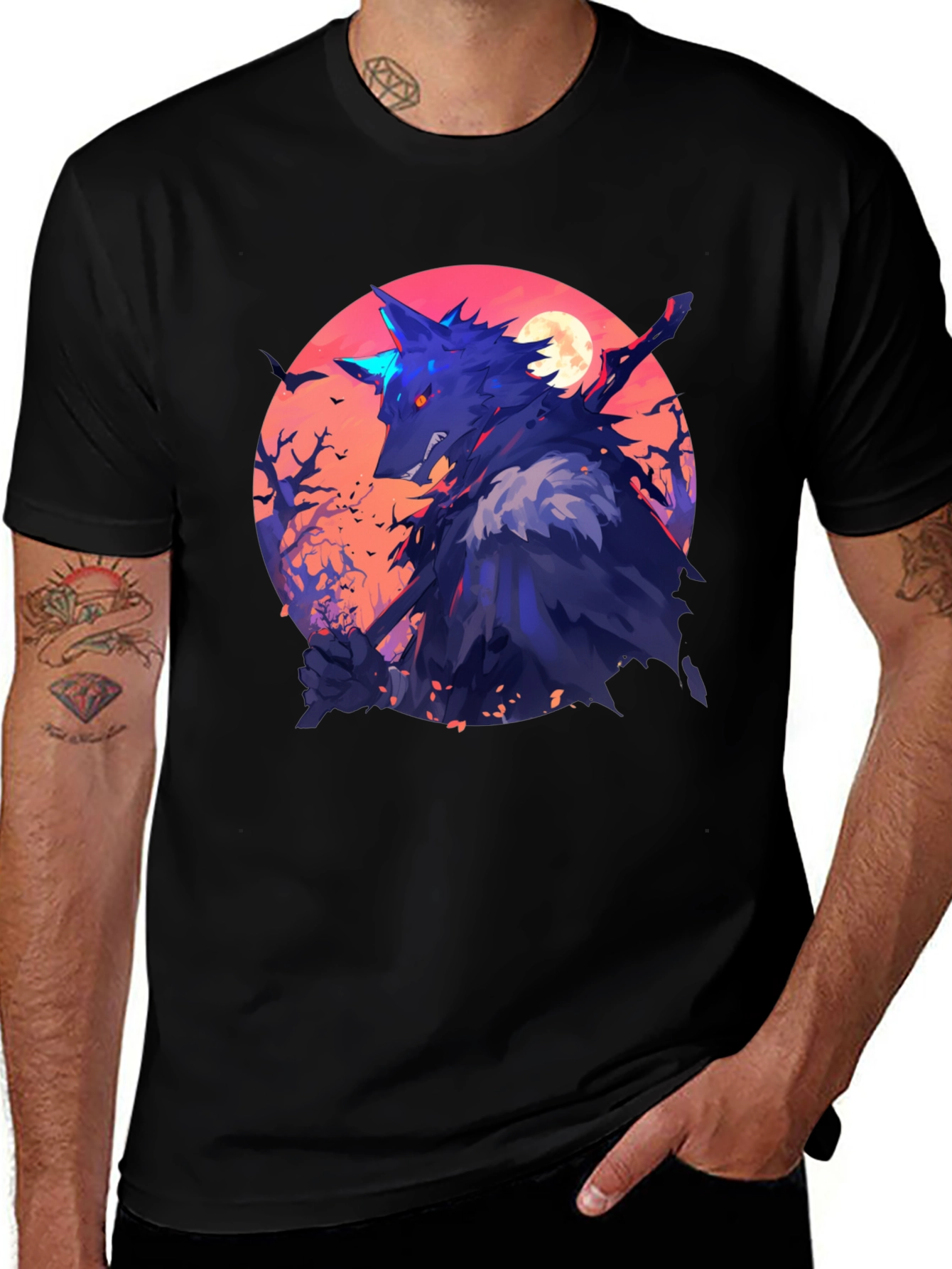 Wolf Warrior Graphic Tee - Black