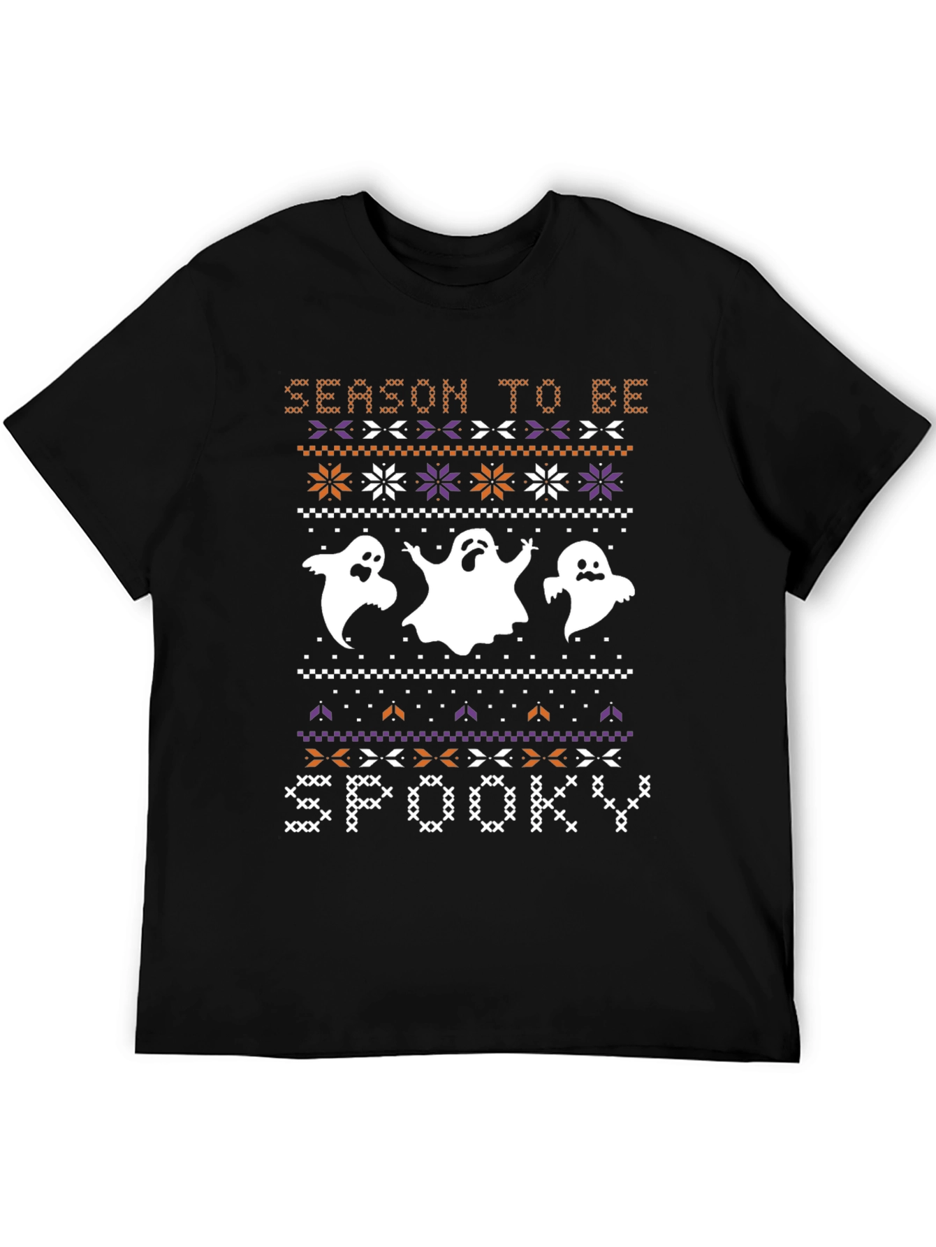 Spooky Season Halloween Ghost Knit Pattern T-Shirt