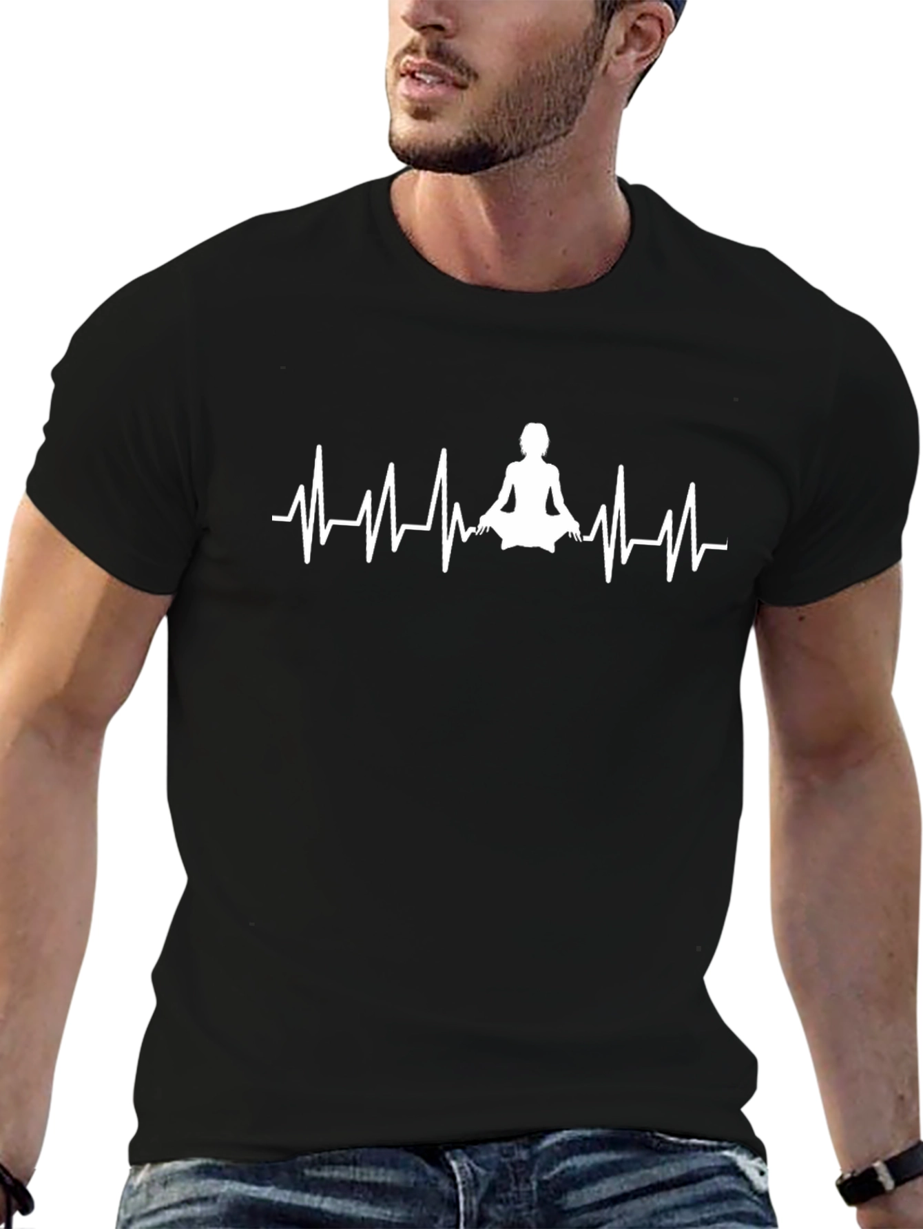 Yoga Heartbeat T-Shirt - Black
