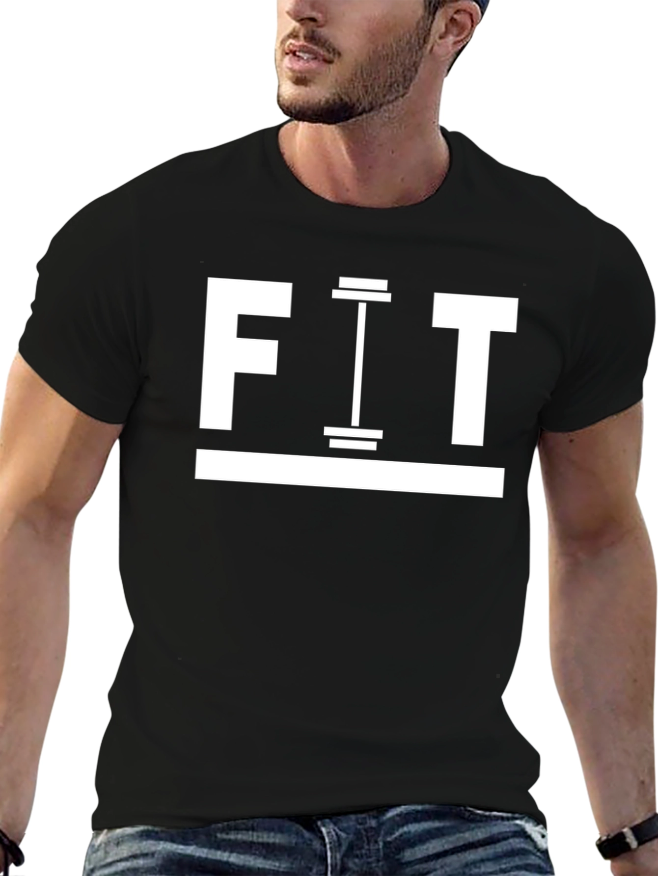 Mens Fit Gym T-Shirt - Black Graphic Tee