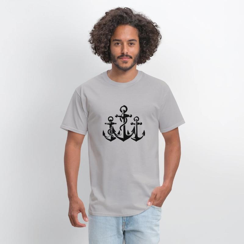 Three Anchors With Rope Rope Around The Iron