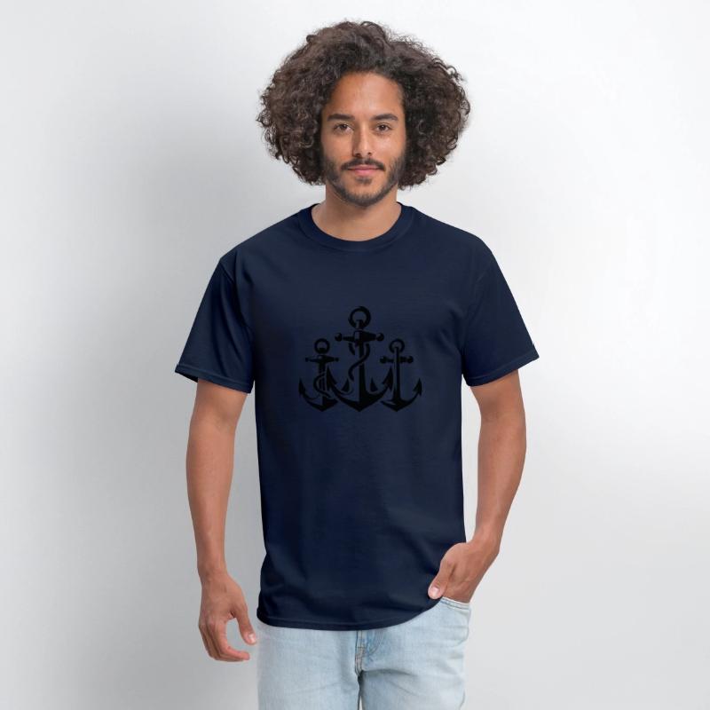 Three Anchors With Rope Rope Around The Iron