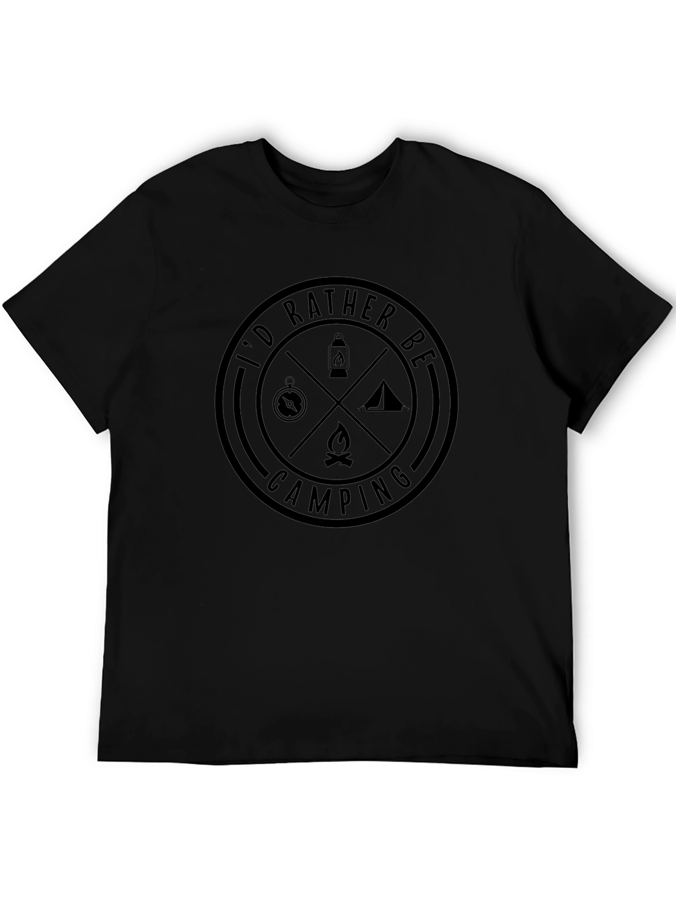 Id Rather Be Camping Black T-Shirt