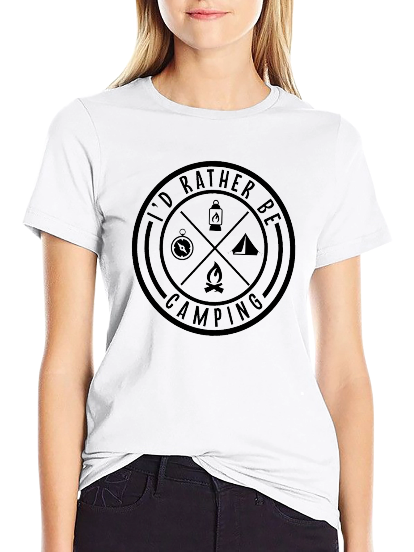 Id Rather Be Camping Black T-Shirt