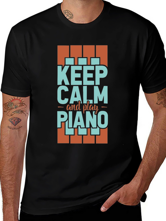 Keep Calm and Play Piano Graphic Tee - Music Lover T-Shirt