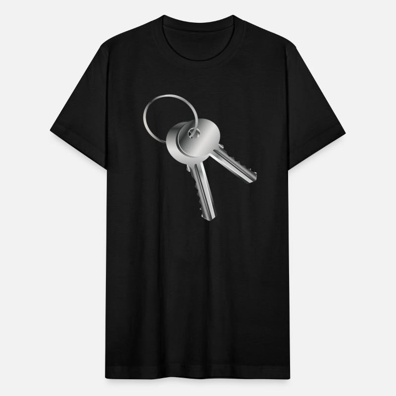 two silver-colored keys with symbolic character
