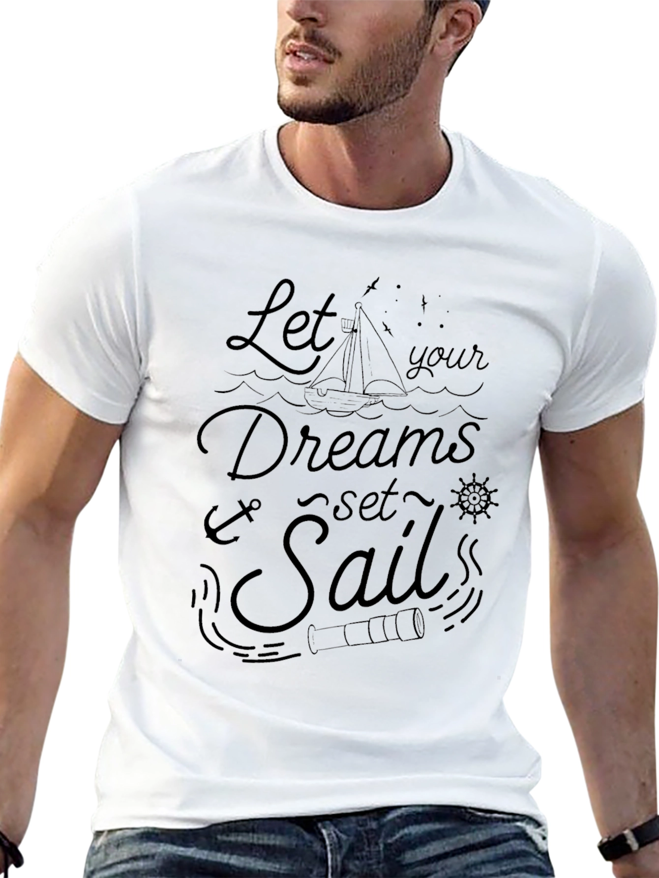 Let Your Dreams Set Sail - Black Graphic Tee