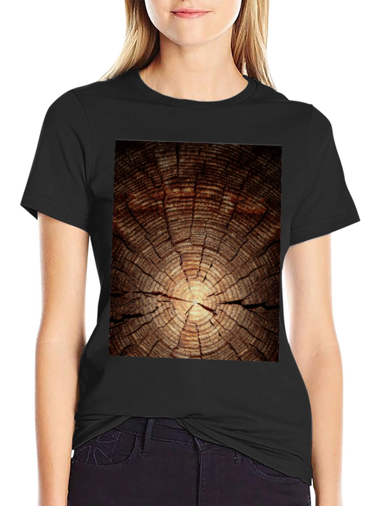 Wood Grain Graphic Tee - Nature Inspired Black T-Shirt