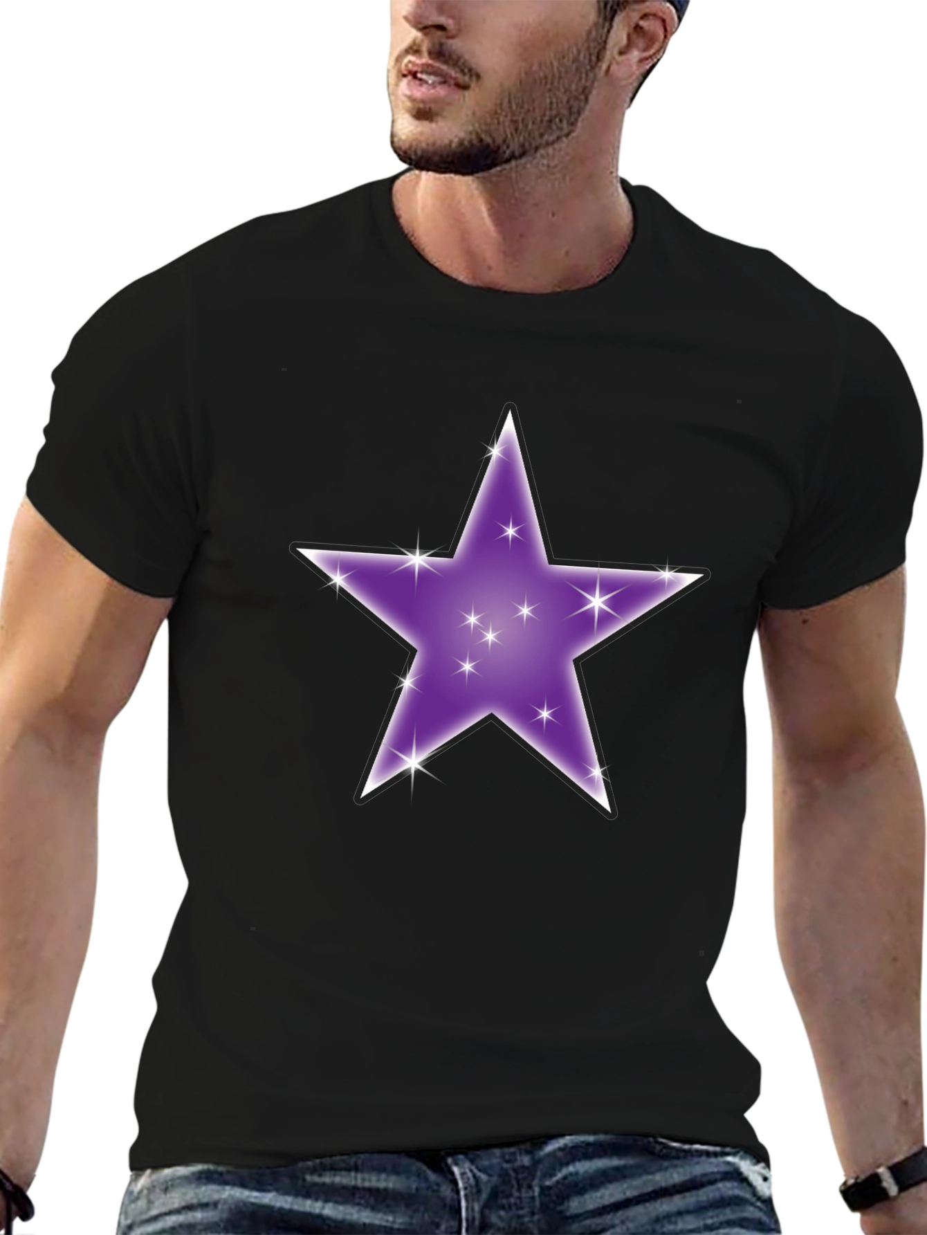 Sparkling Star Graphic Tee - Black