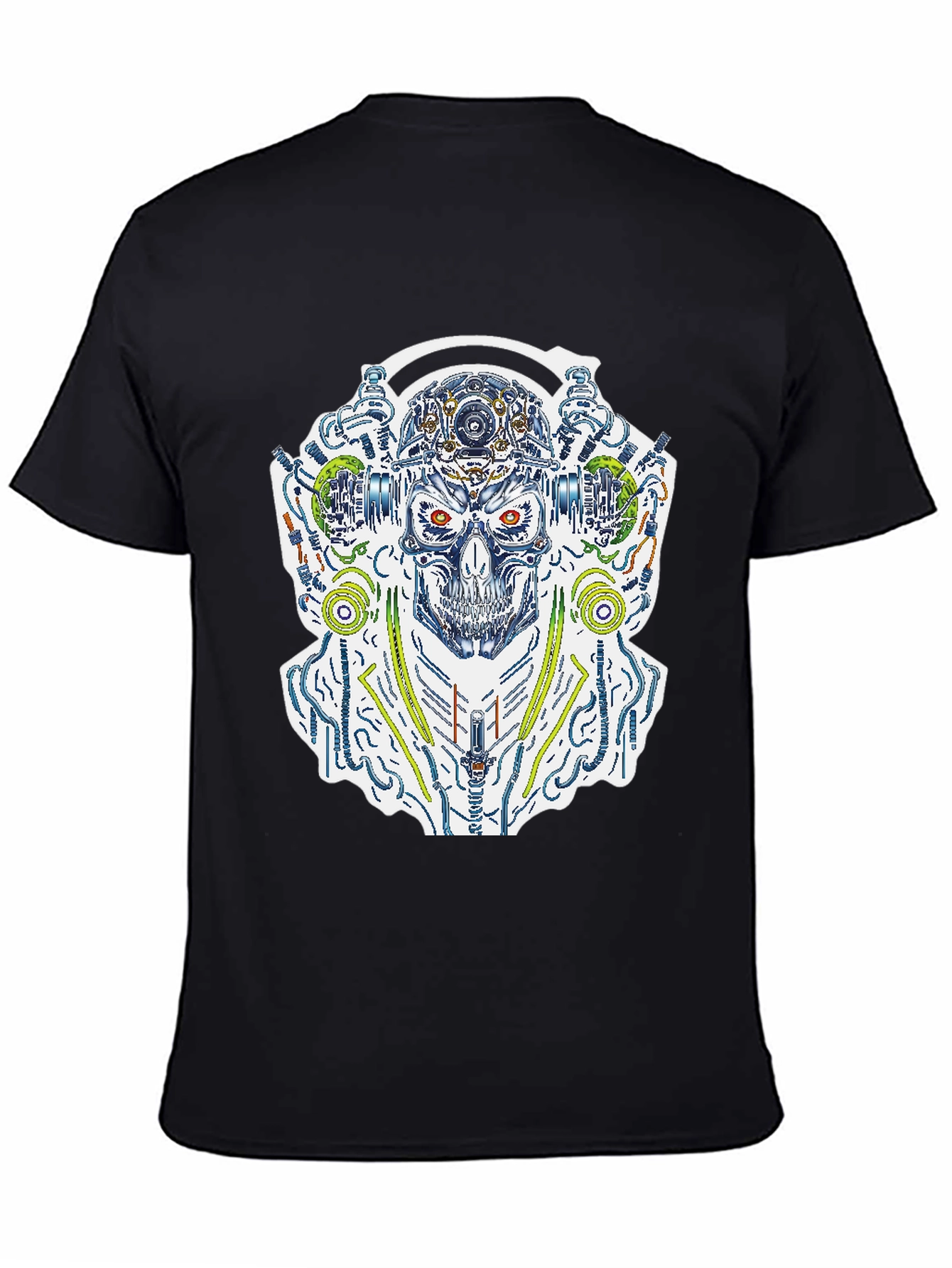 Cyberpunk Skull Graphic Tee - Black