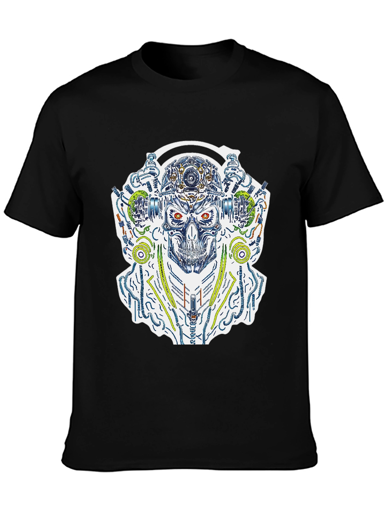 Cyberpunk Skull Graphic Tee - Black