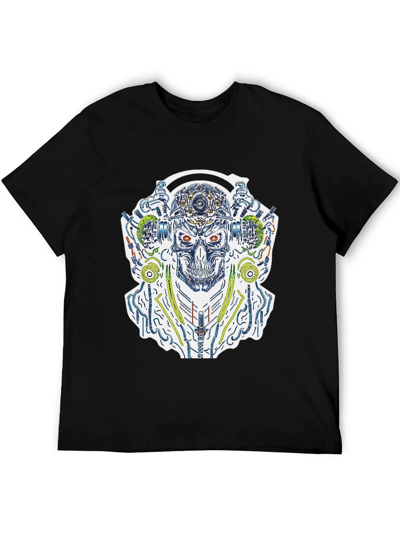 Cyberpunk Skull Graphic Tee - Black