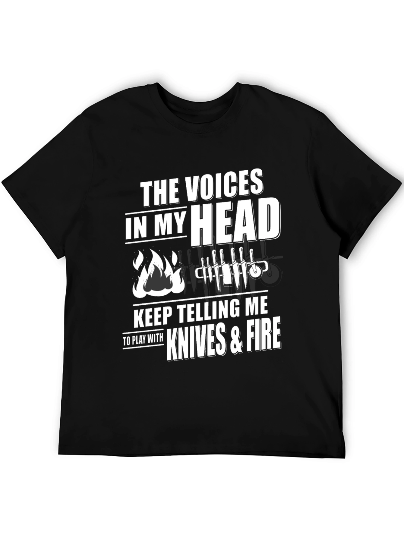 Voices in My Head Knives & Fire Black T-Shirt