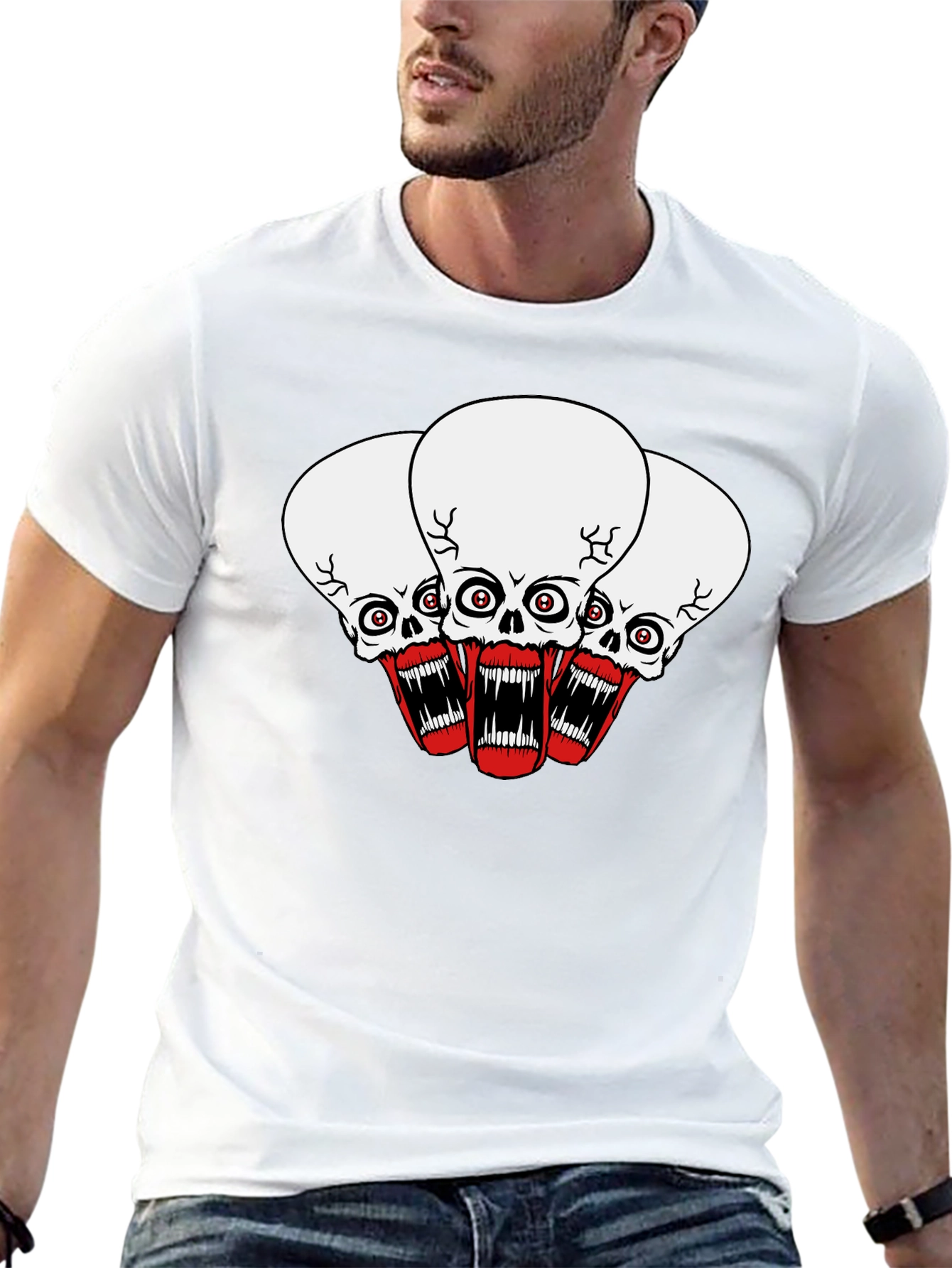 Skull Graphic Black T-Shirt - Bold Statement Tee
