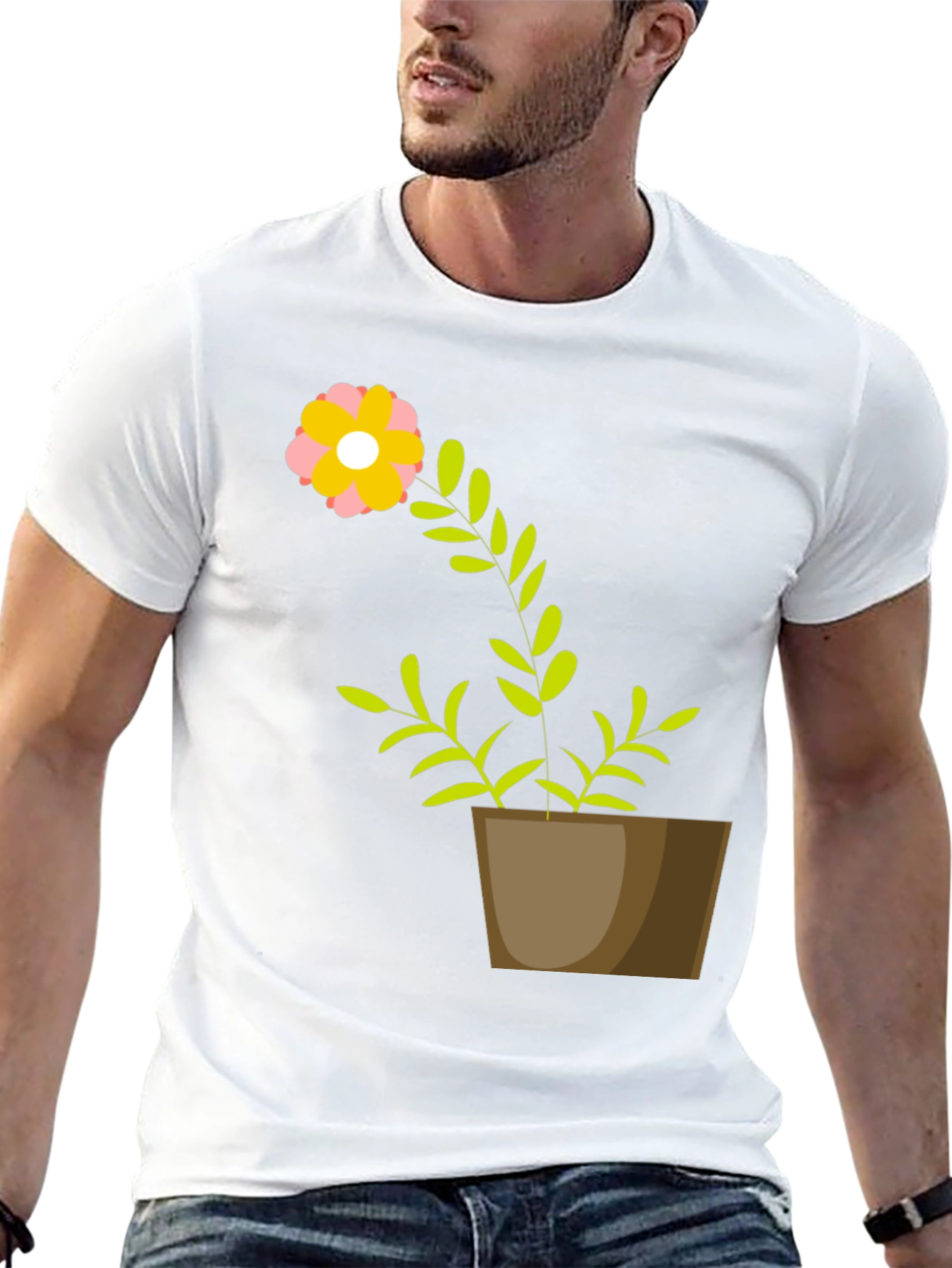 Flower Pot Graphic Tee - Unique Plant Design