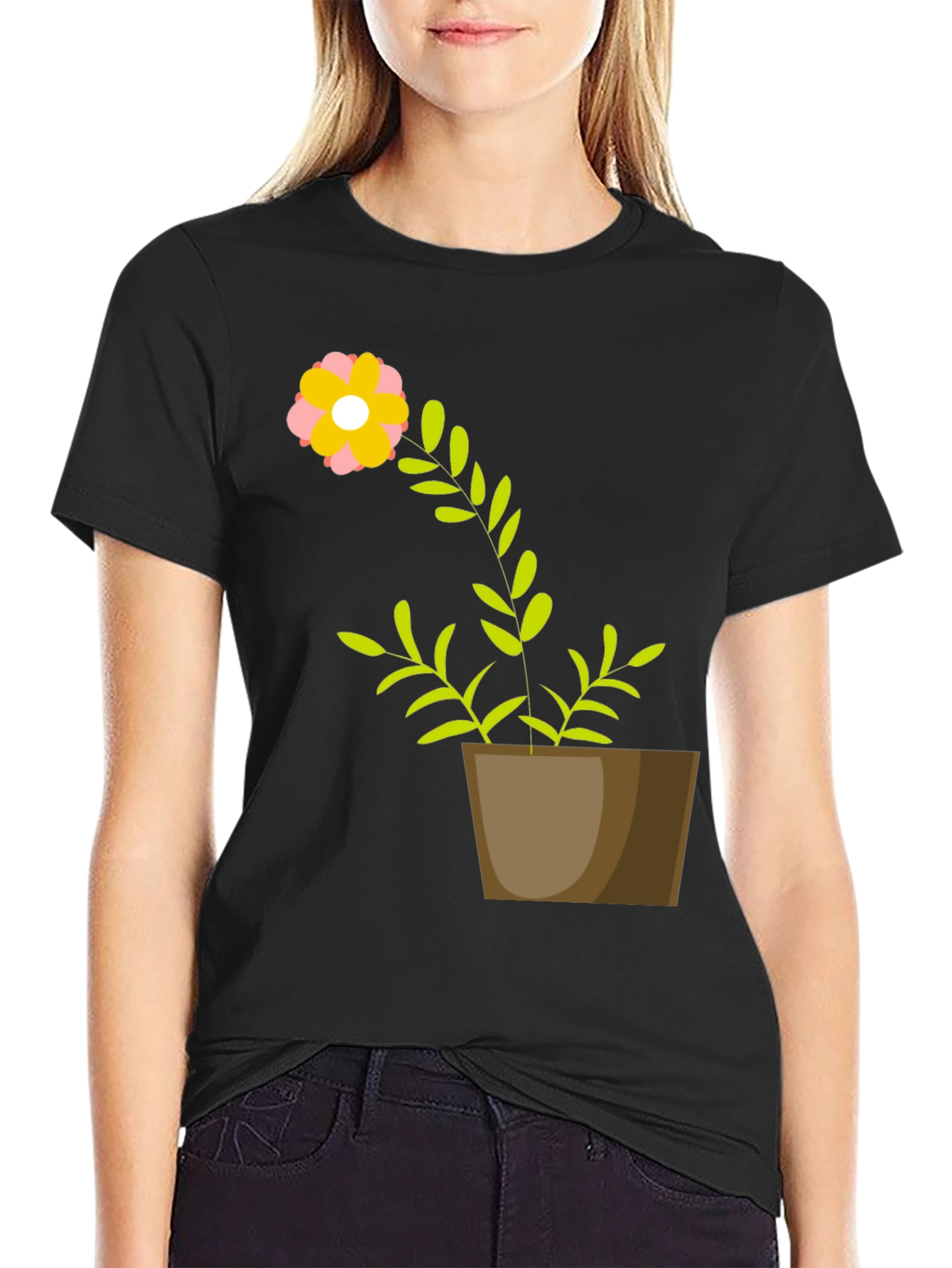 Flower Pot Graphic Tee - Unique Plant Design