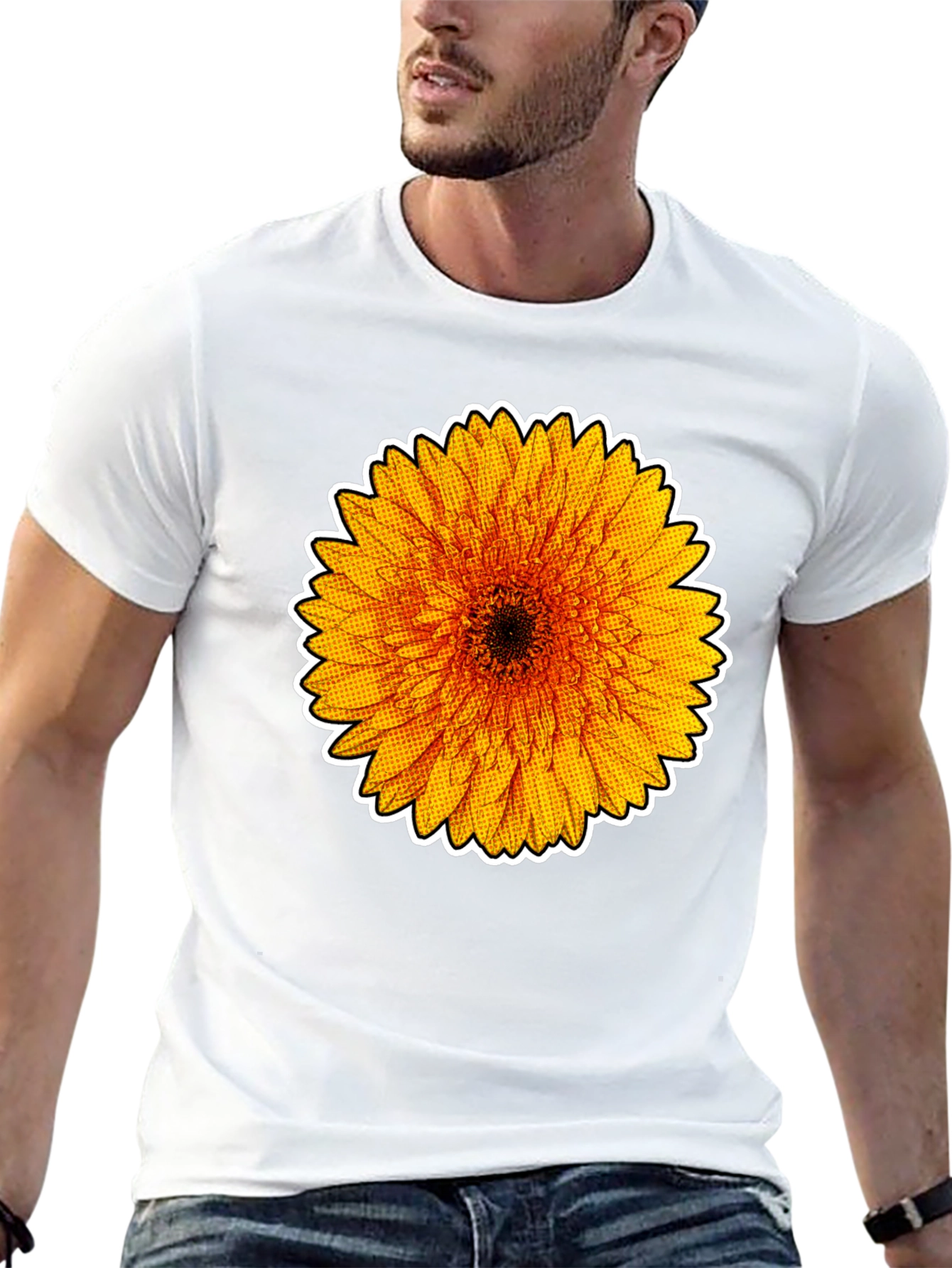 Sunflower Graphic Tee - Stylish Black Cotton T-Shirt