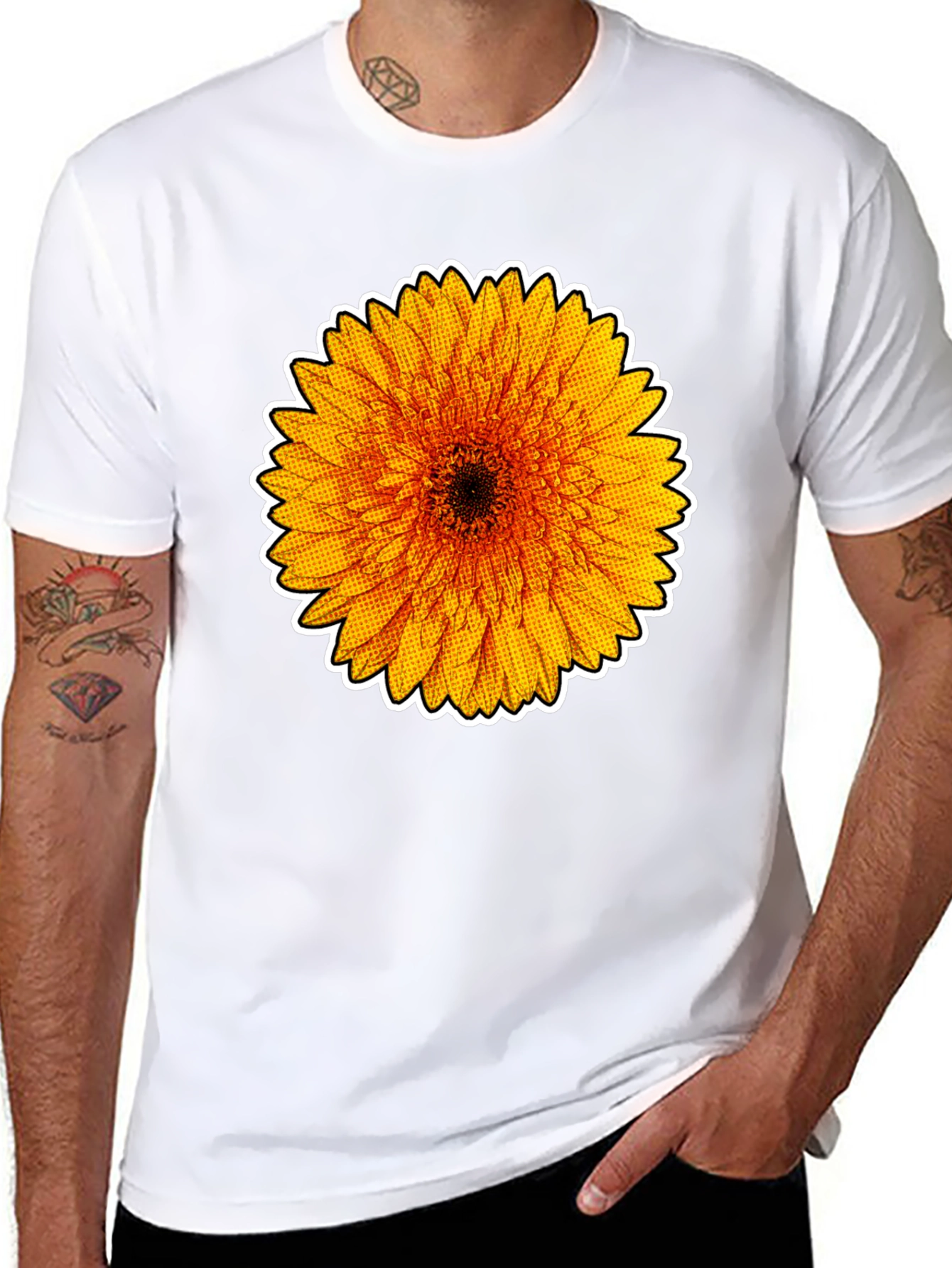 Sunflower Graphic Tee - Stylish Black Cotton T-Shirt
