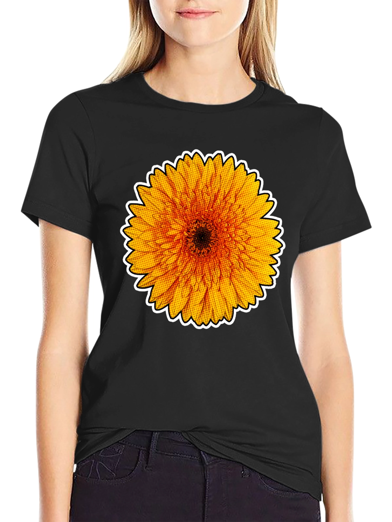 Sunflower Graphic Tee - Stylish Black Cotton T-Shirt