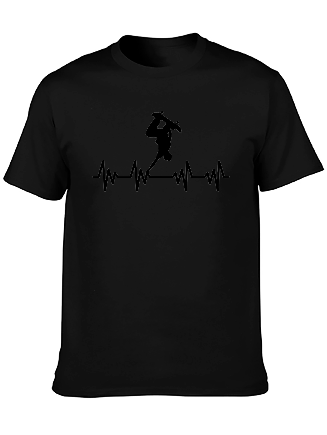 Skateboarder Heartbeat Graphic Tee - Black