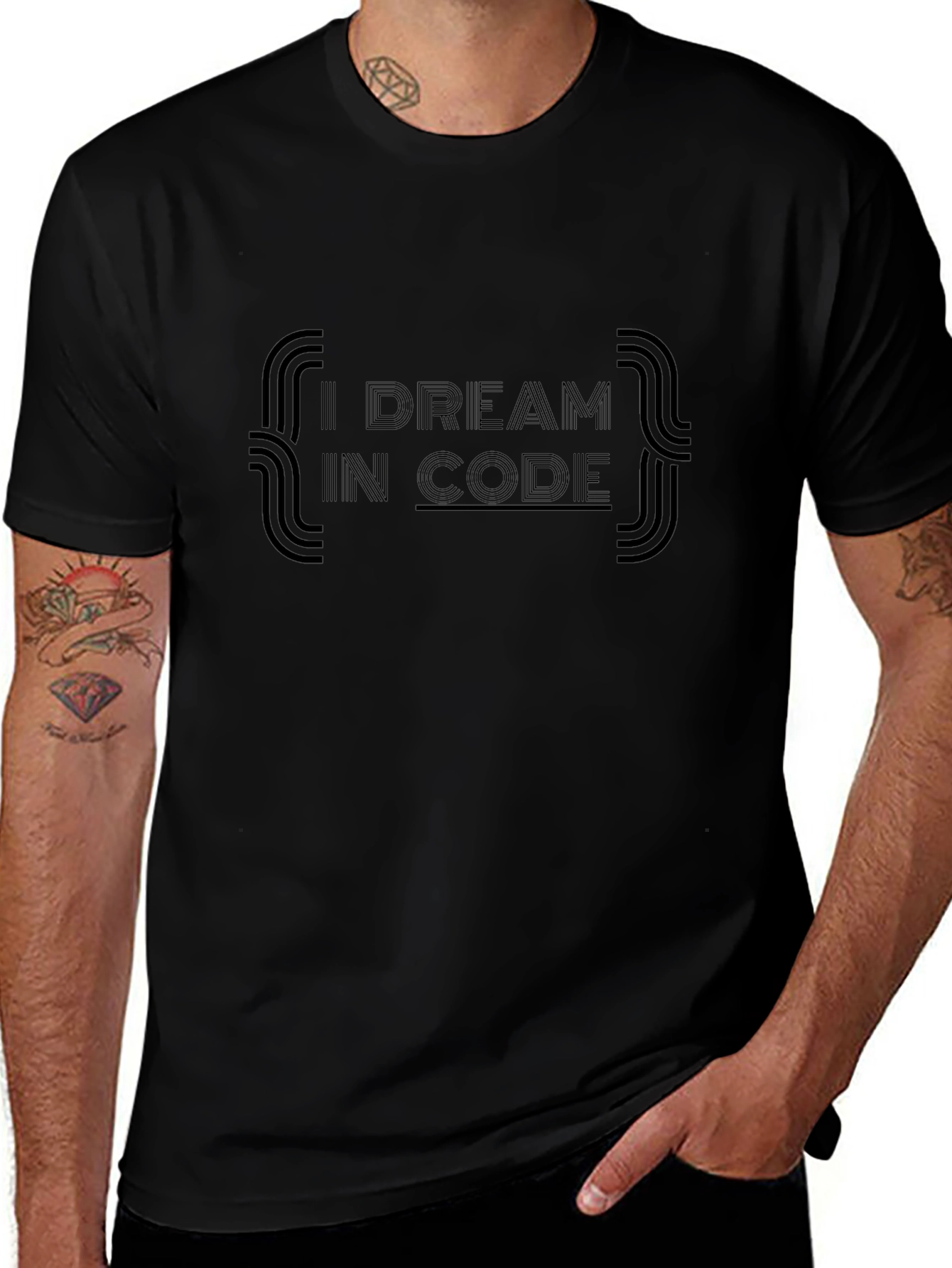 I Dream In Code Black T-Shirt Programmer Coder Shirt