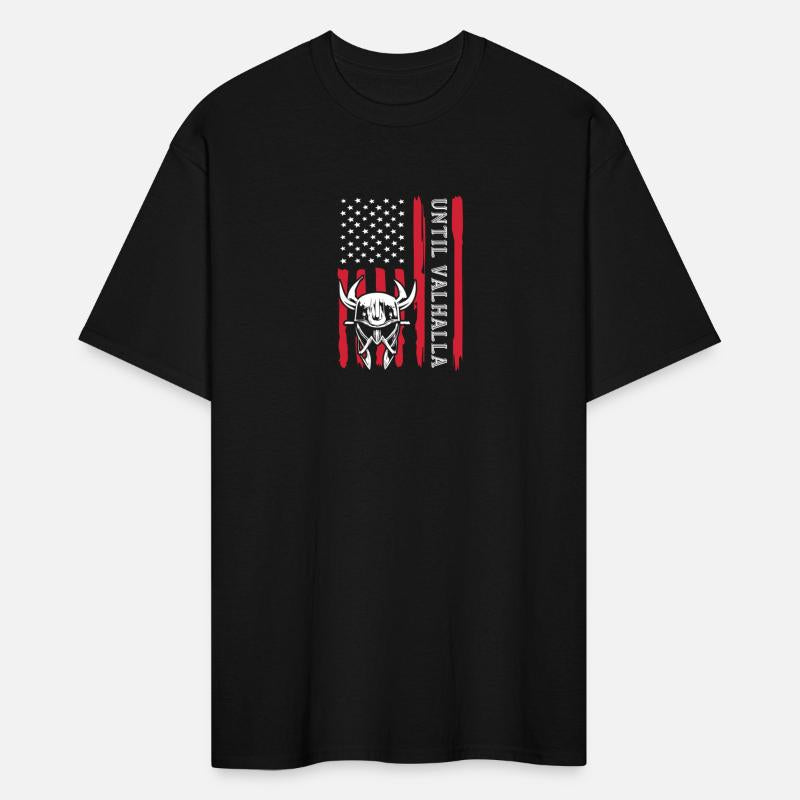 Until Valhalla Viking US Flag Retro Til Valhalla