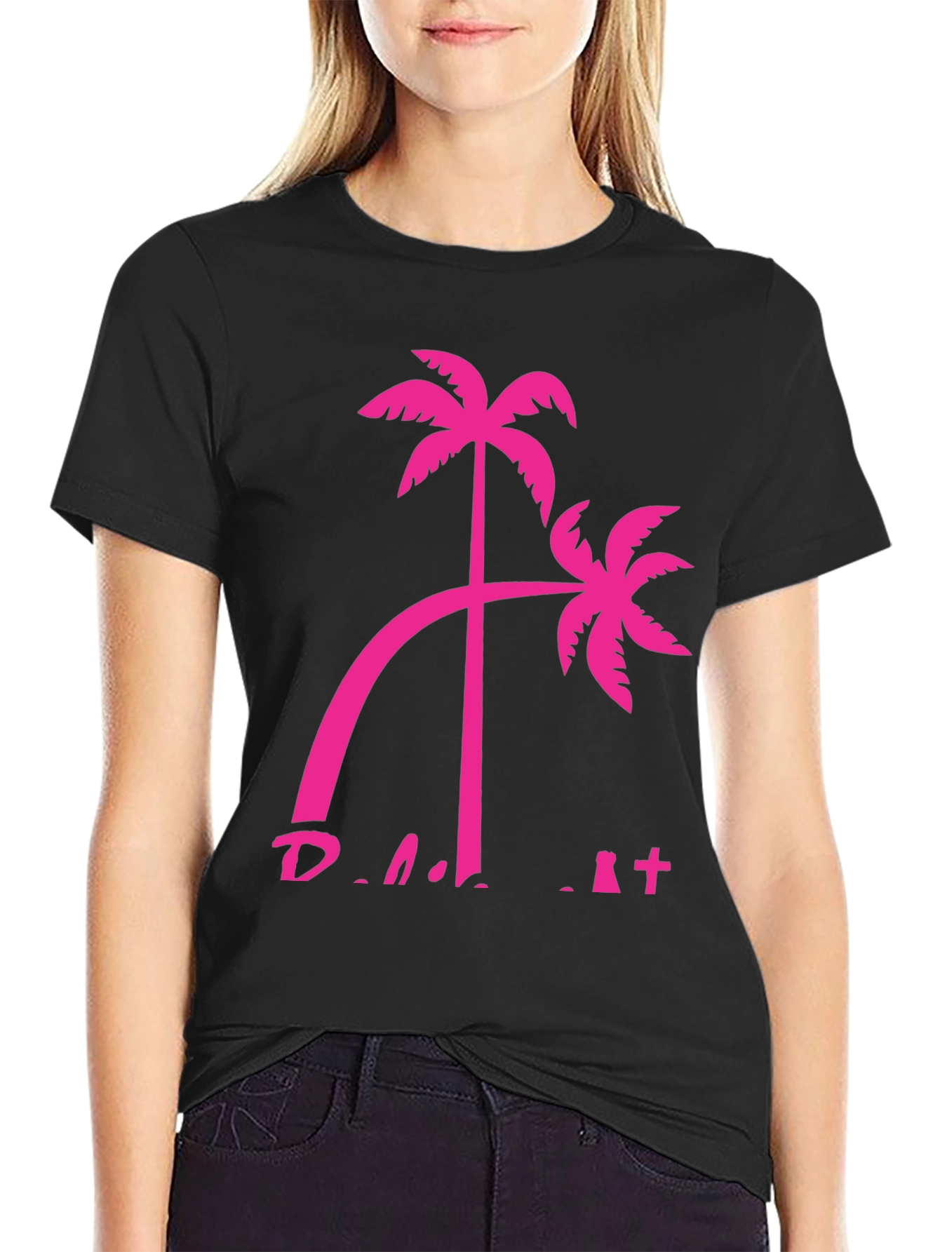 Tropical Palm Tree Graphic Tee - Black