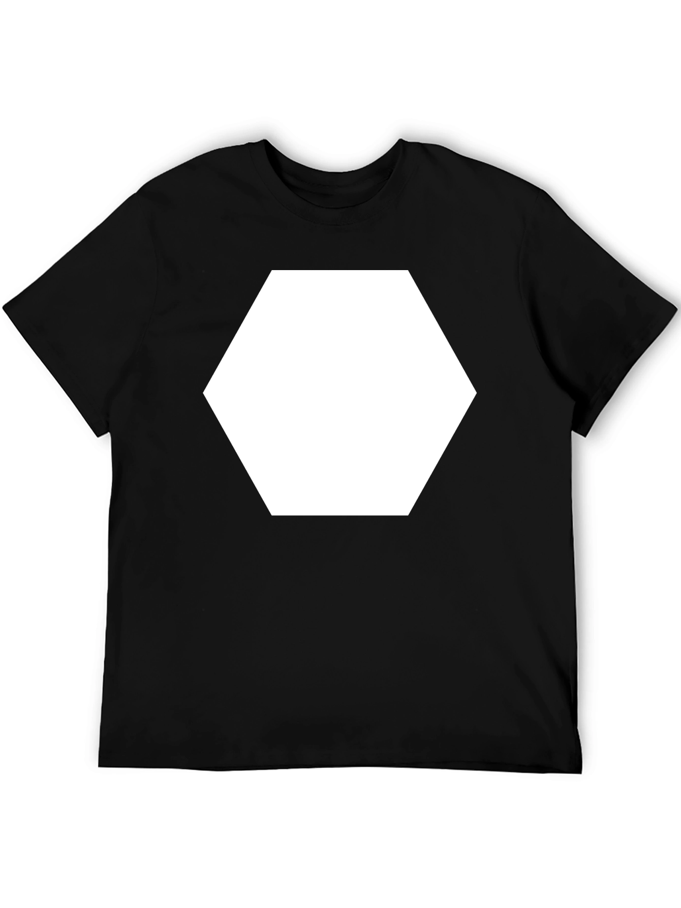 Modern Black Tee with Bold Hexagon Graphic