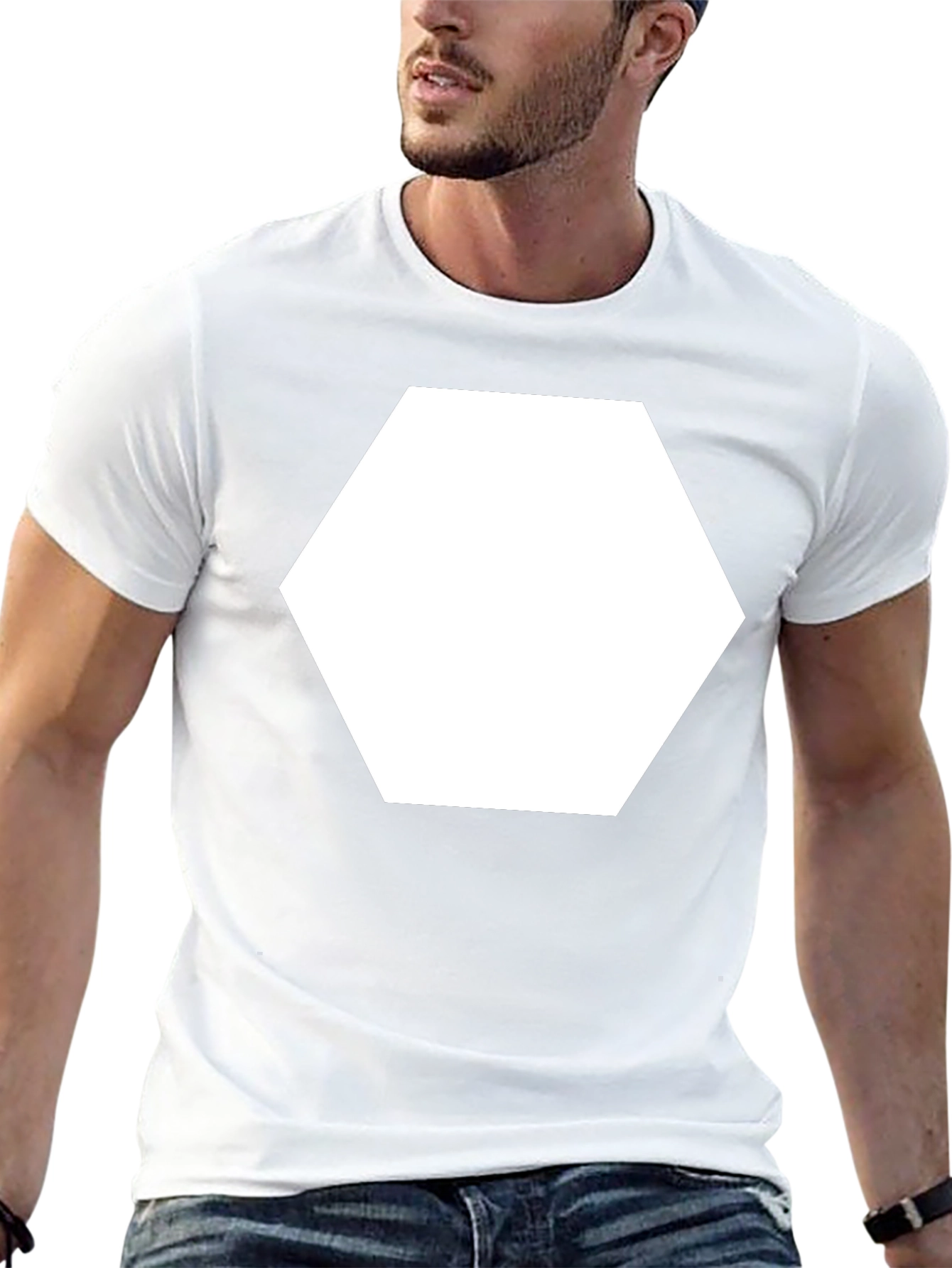 Modern Black Tee with Bold Hexagon Graphic