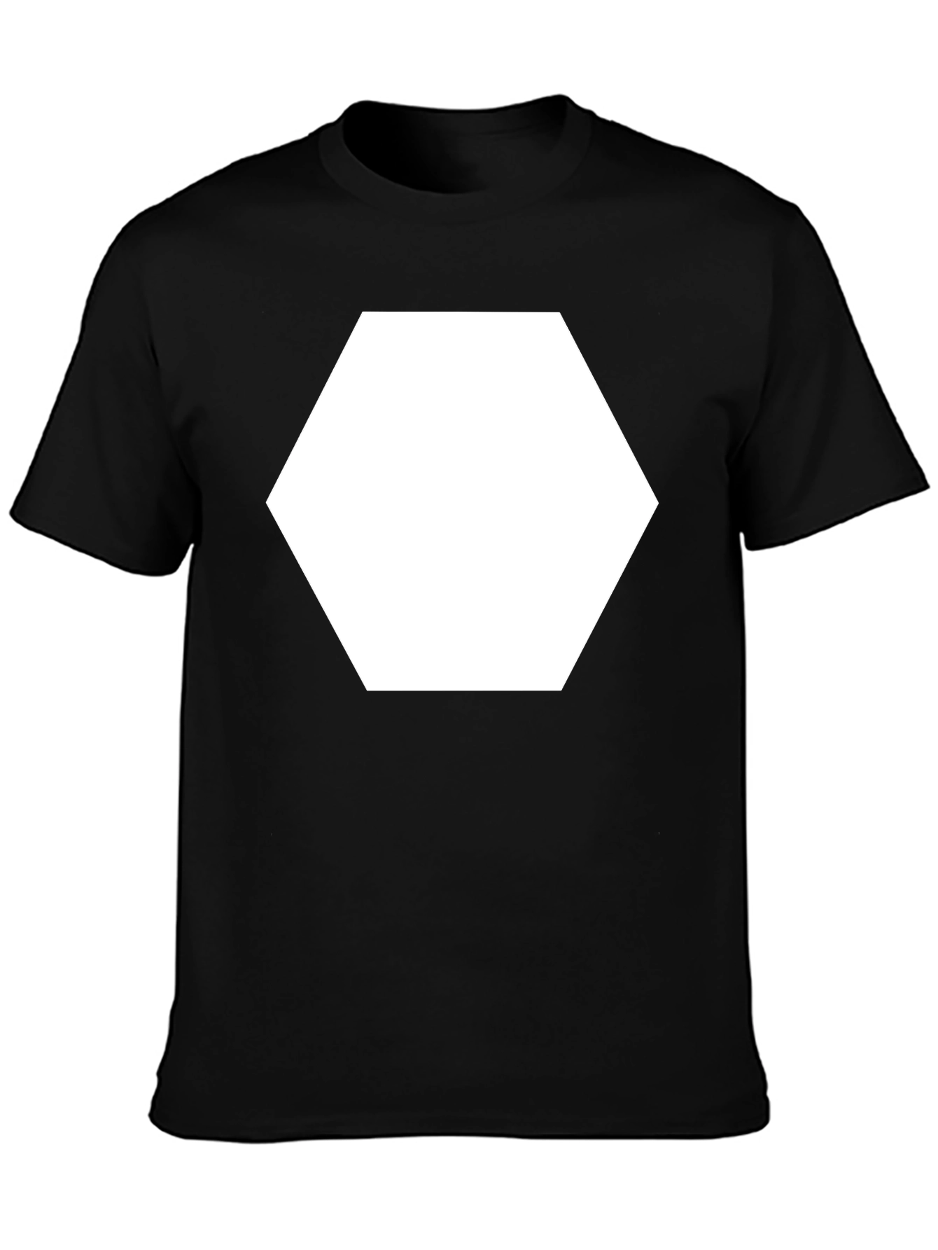 Modern Black Tee with Bold Hexagon Graphic