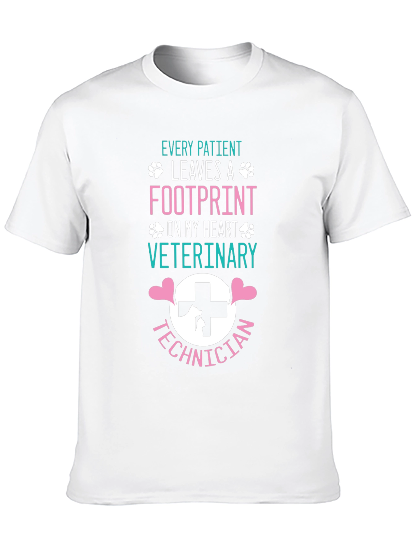 Veterinary Technician Footprint Heart T-Shirt