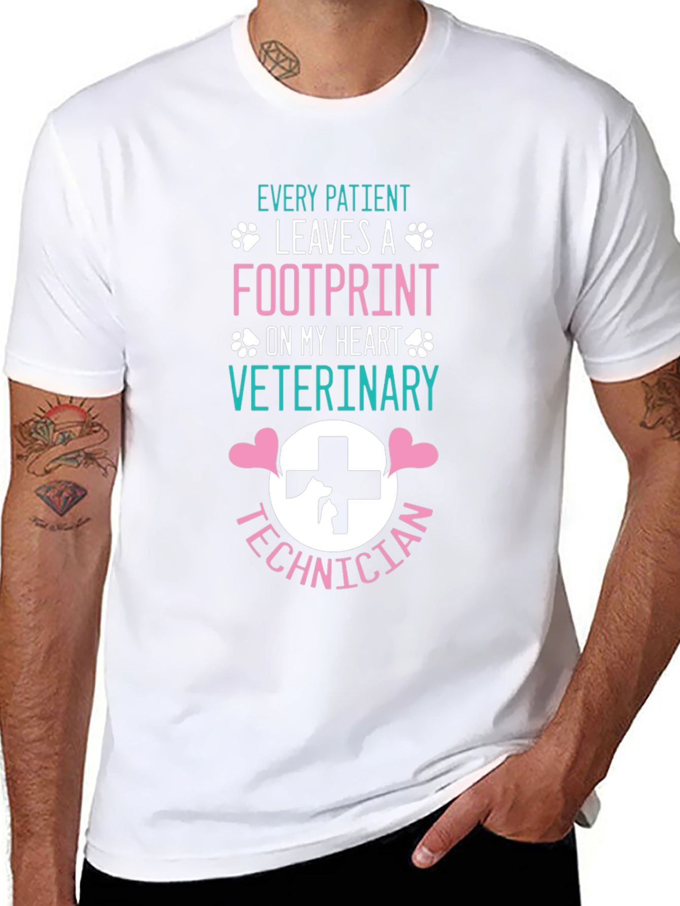 Veterinary Technician Footprint Heart T-Shirt