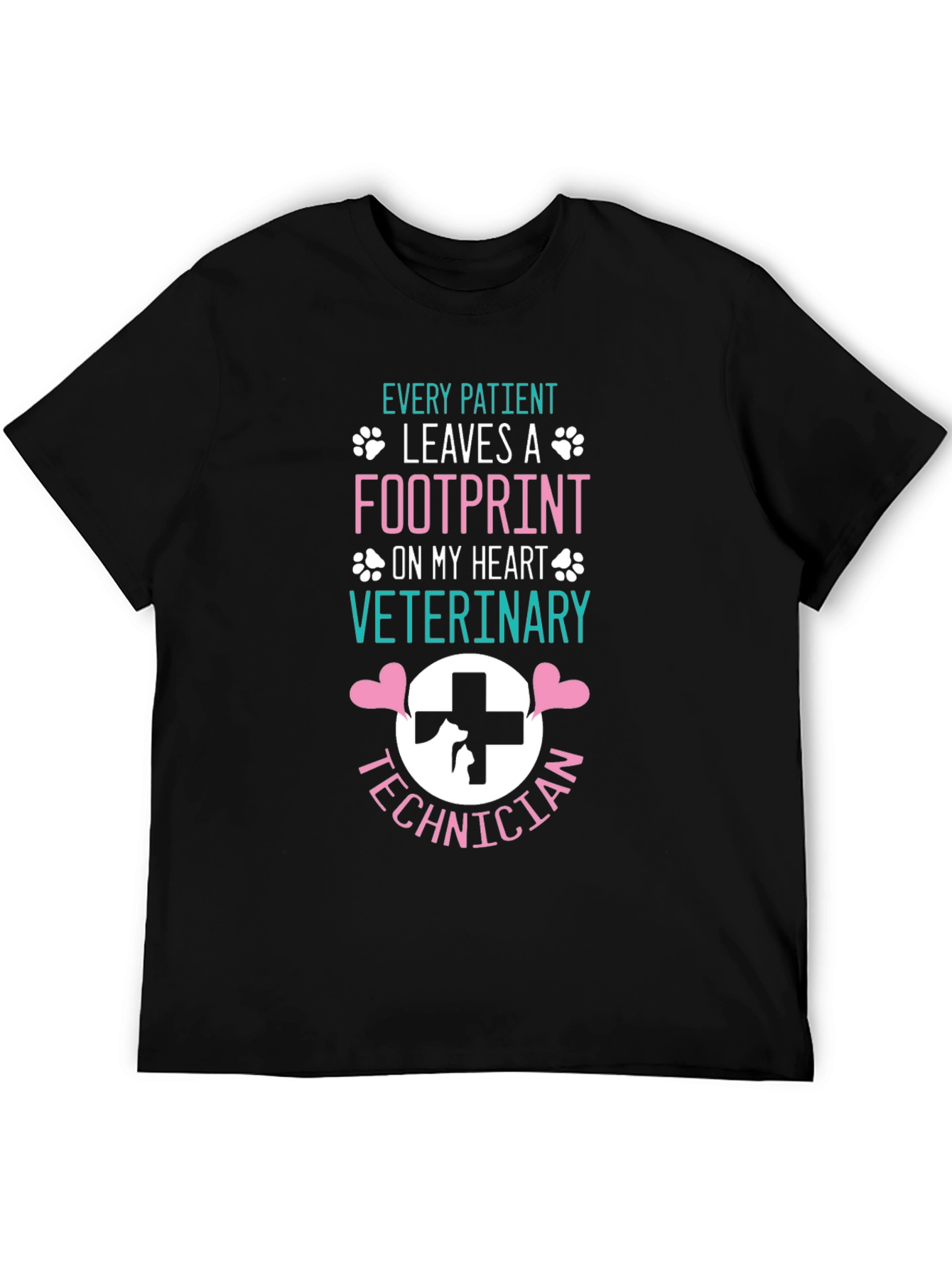 Veterinary Technician Footprint Heart T-Shirt