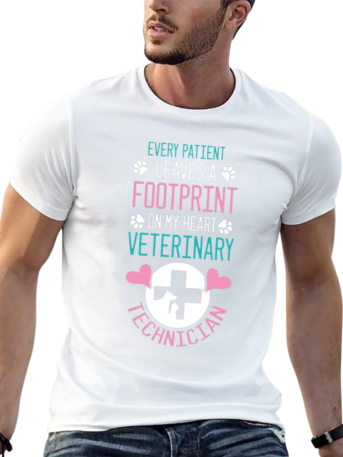 Veterinary Technician Footprint Heart T-Shirt