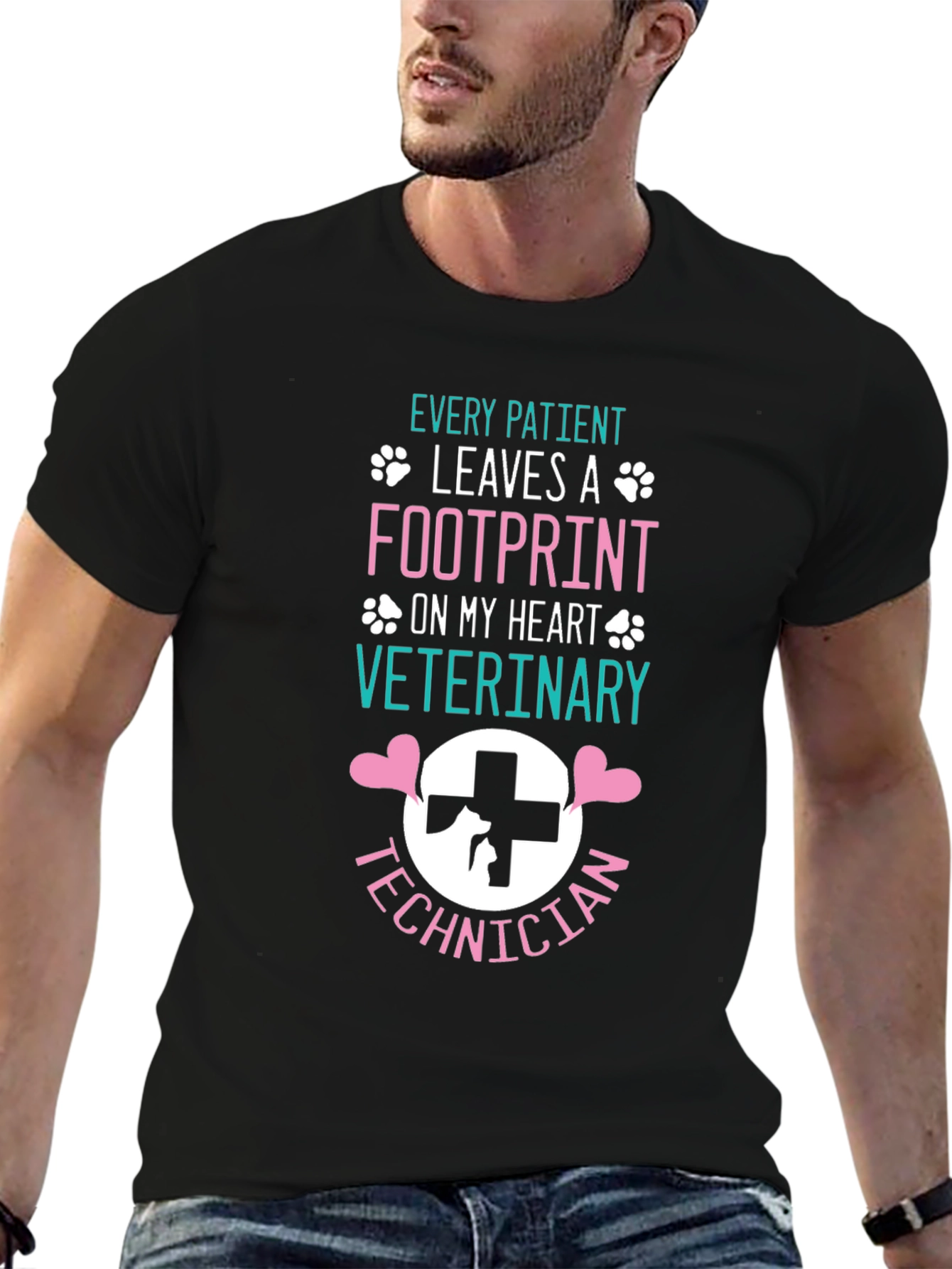 Veterinary Technician Footprint Heart T-Shirt