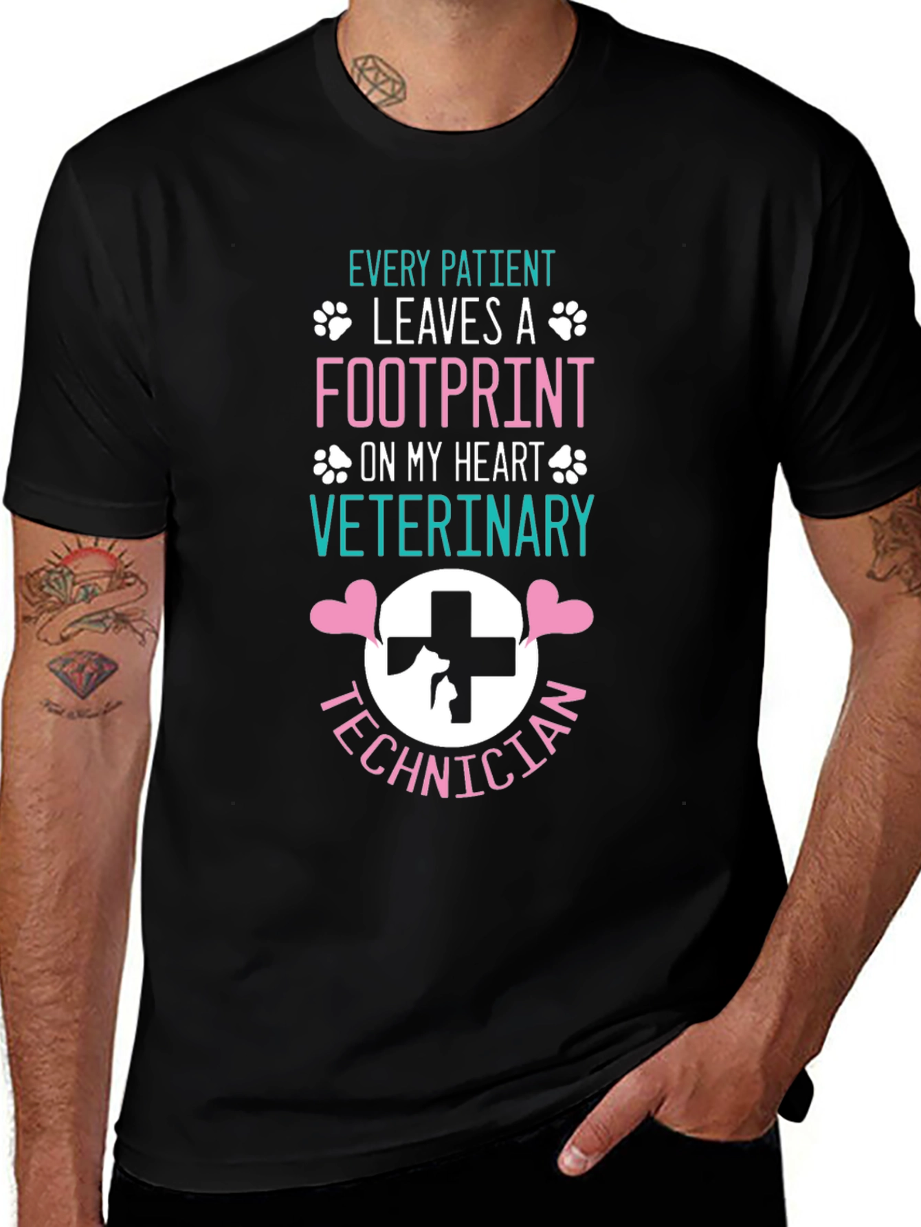 Veterinary Technician Footprint Heart T-Shirt