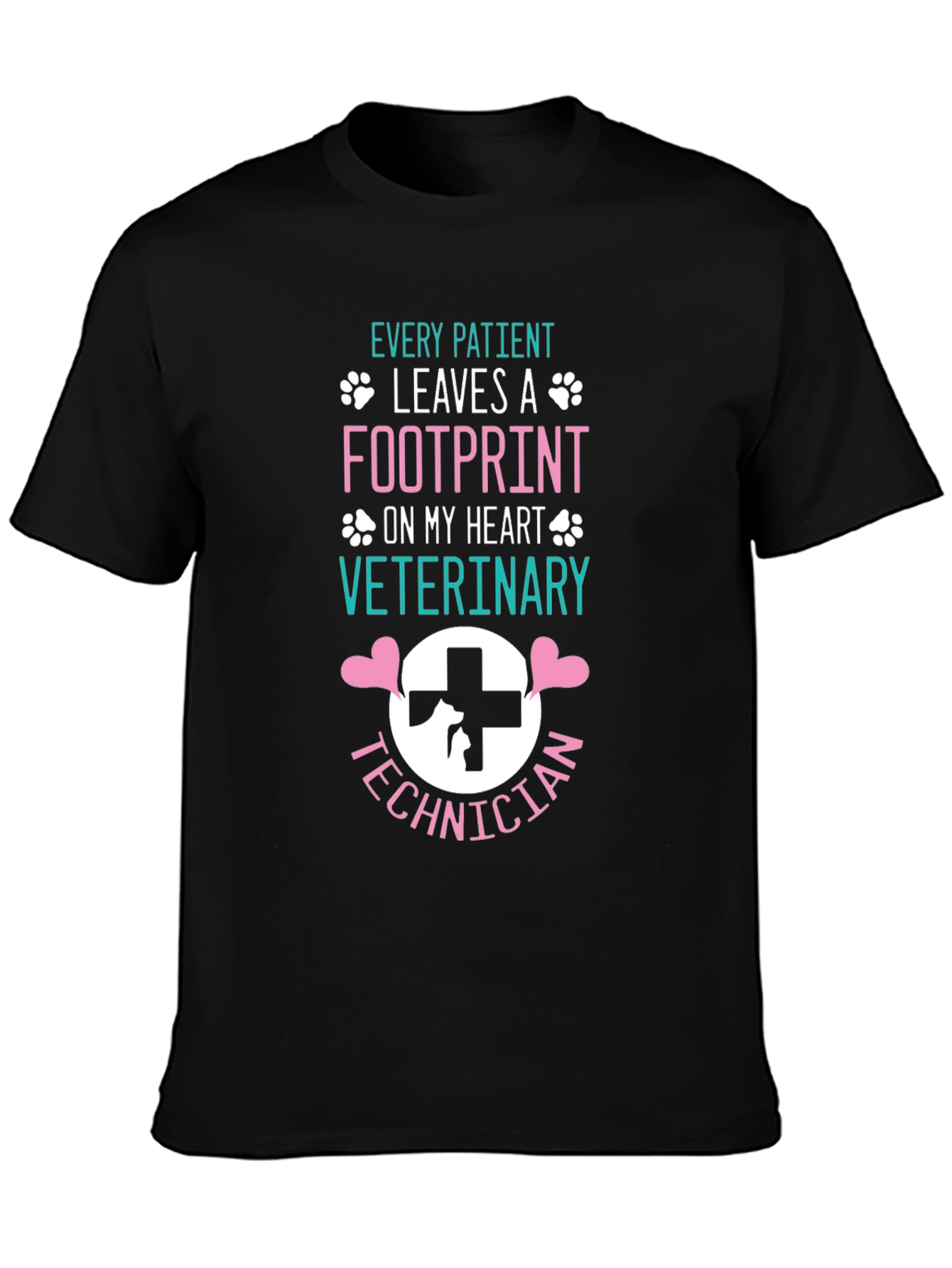 Veterinary Technician Footprint Heart T-Shirt