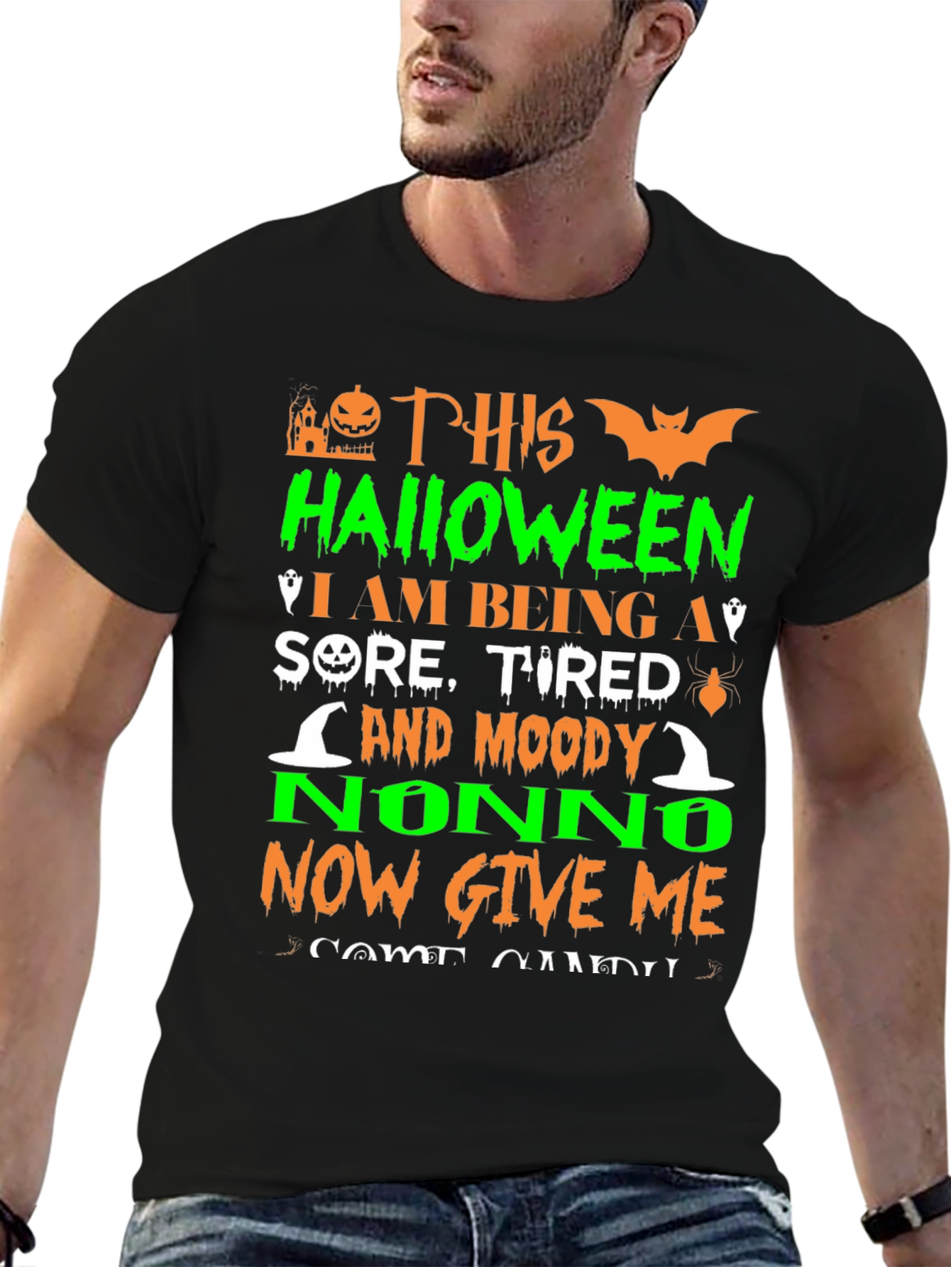 Halloween Nonno T-Shirt: Sore Tired & Moody