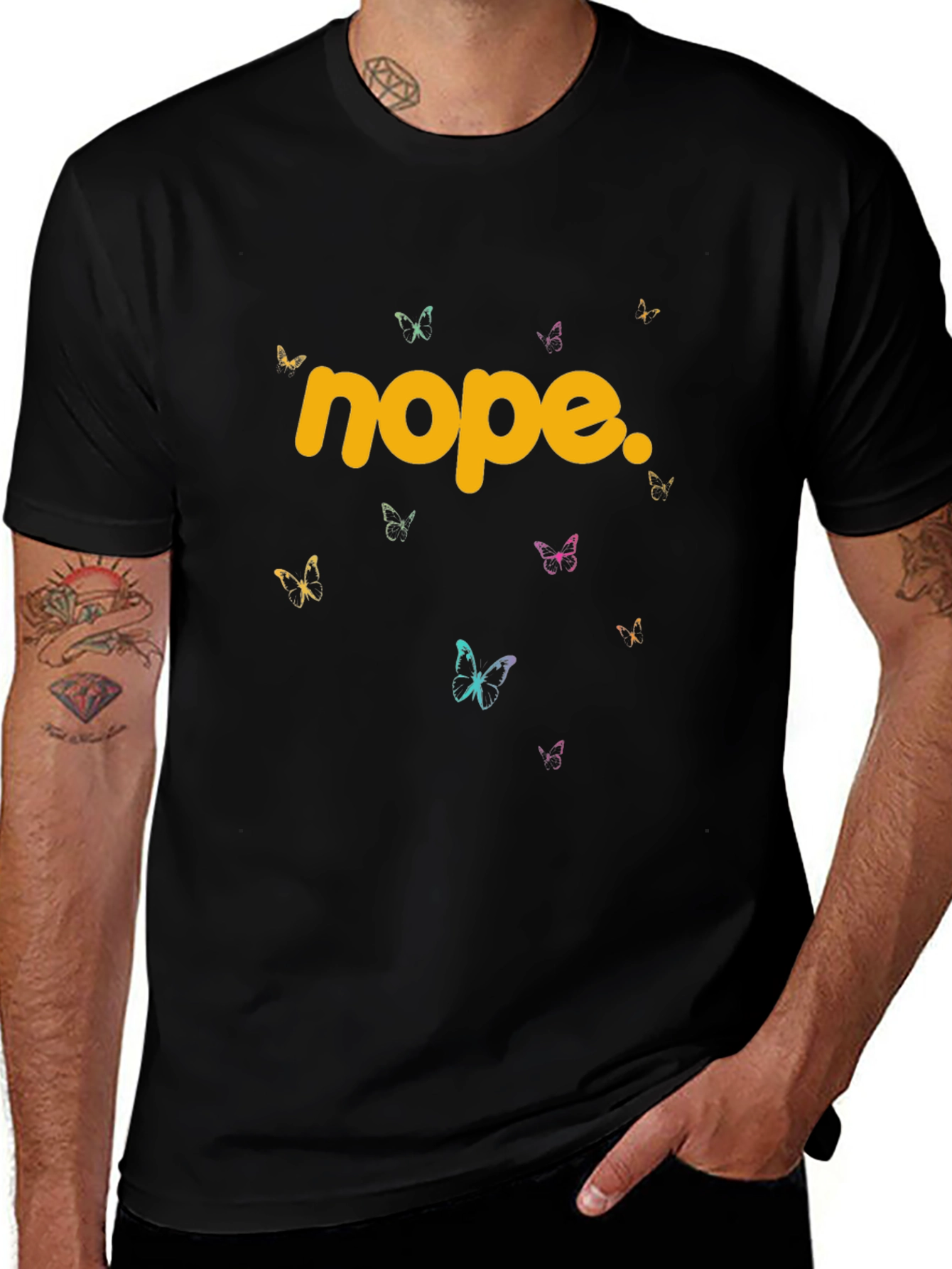 Nope Butterfly Graphic Tee - Trendy Casual T-Shirt