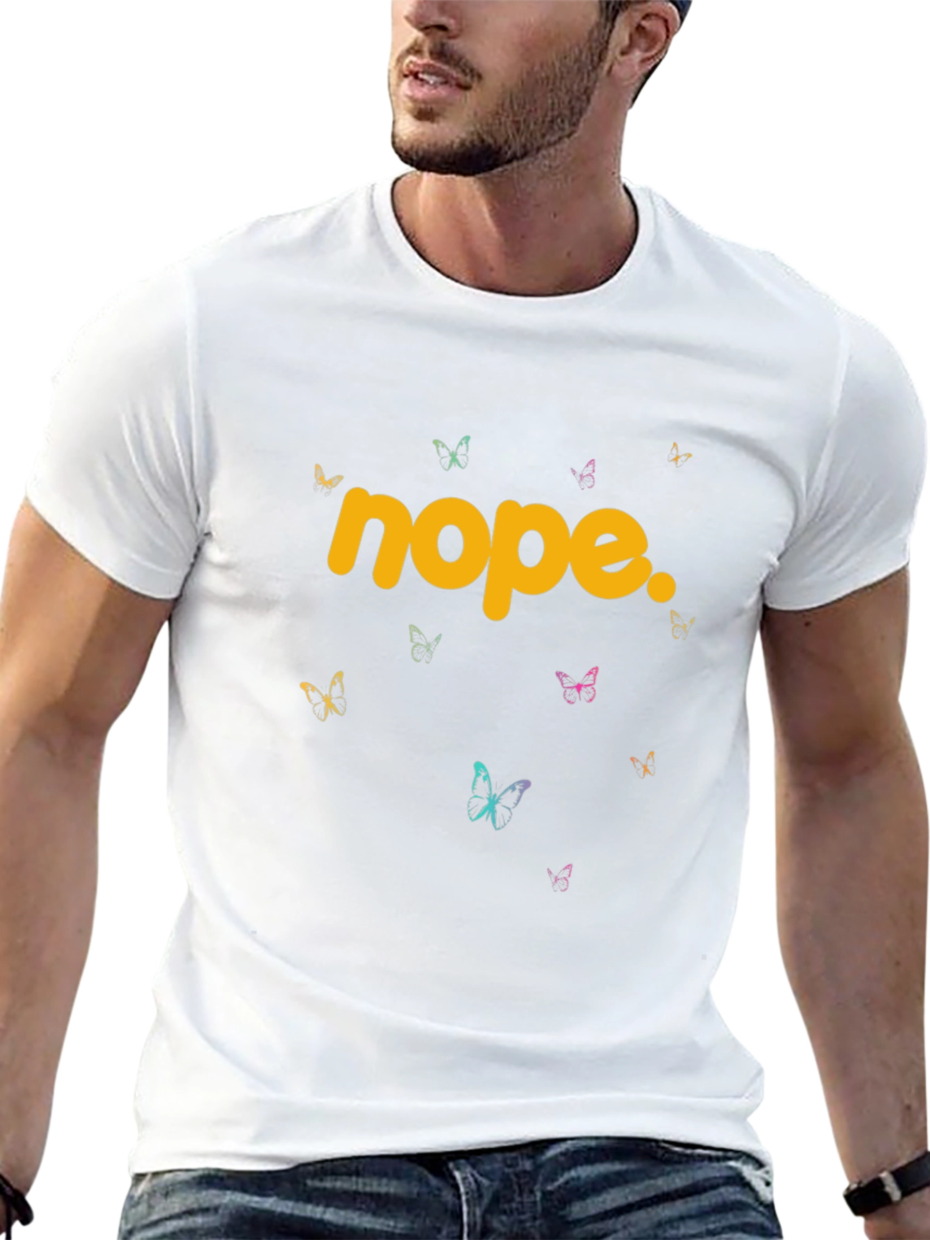 Nope Butterfly Graphic Tee - Trendy Casual T-Shirt