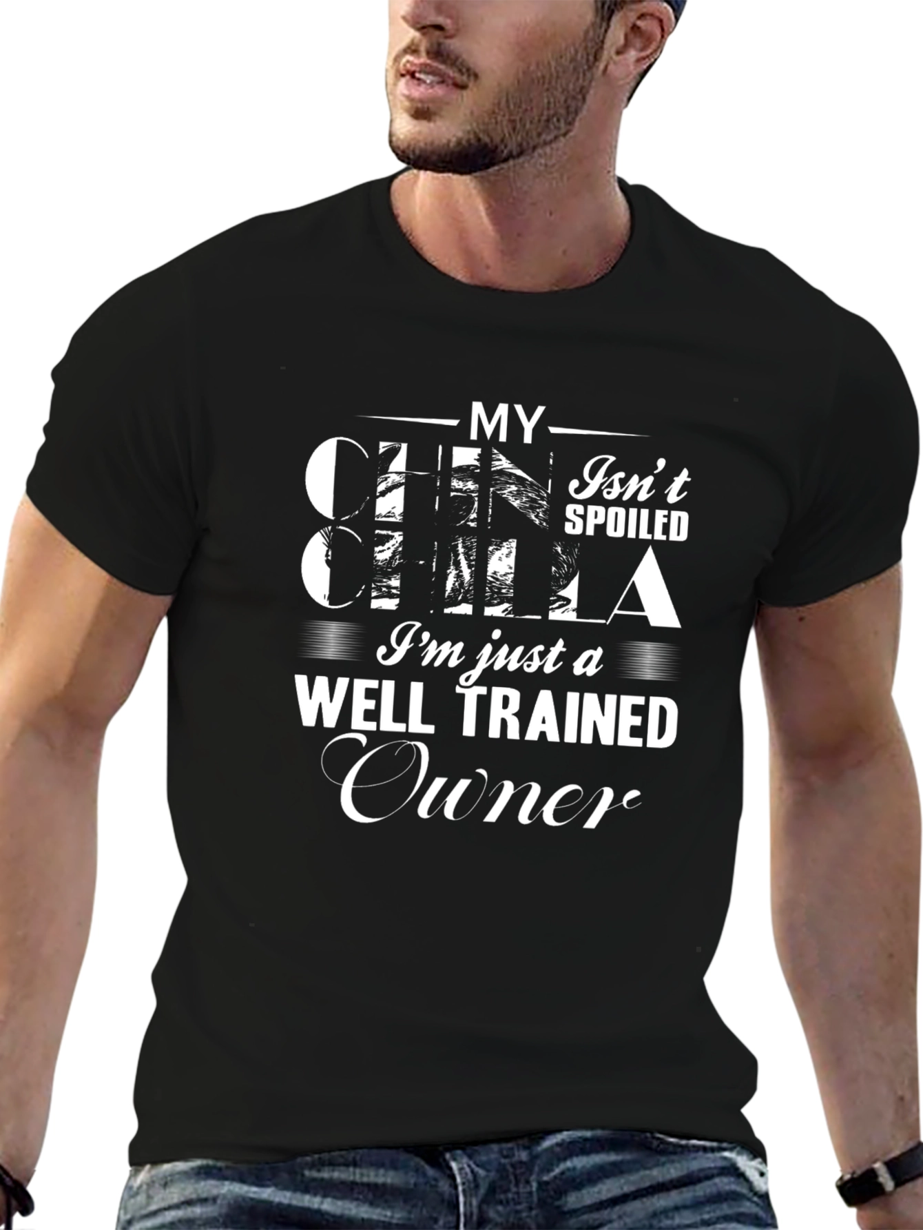 Chinchilla Well Trained Owner Black T-Shirt