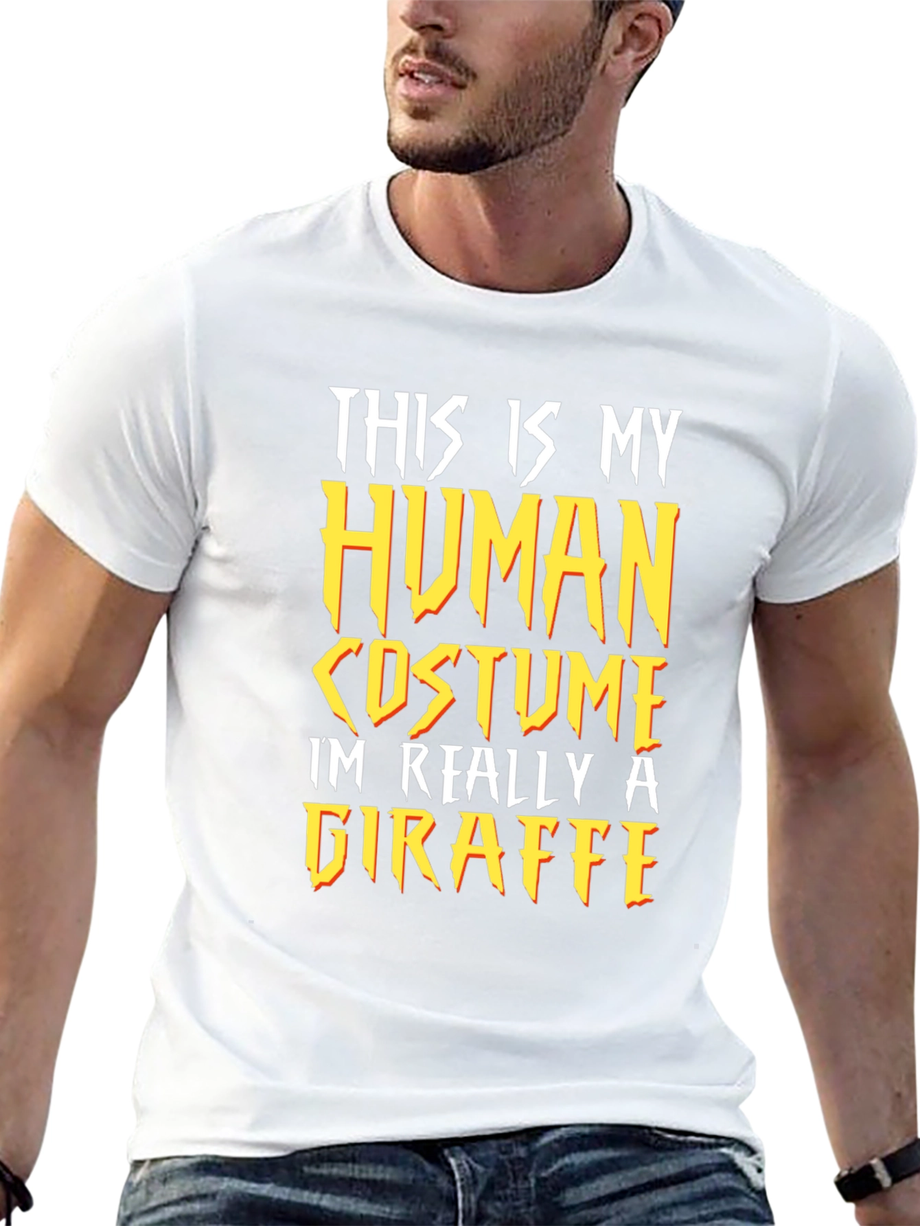 Human Costume Giraffe T-Shirt Funny Graphic Tee