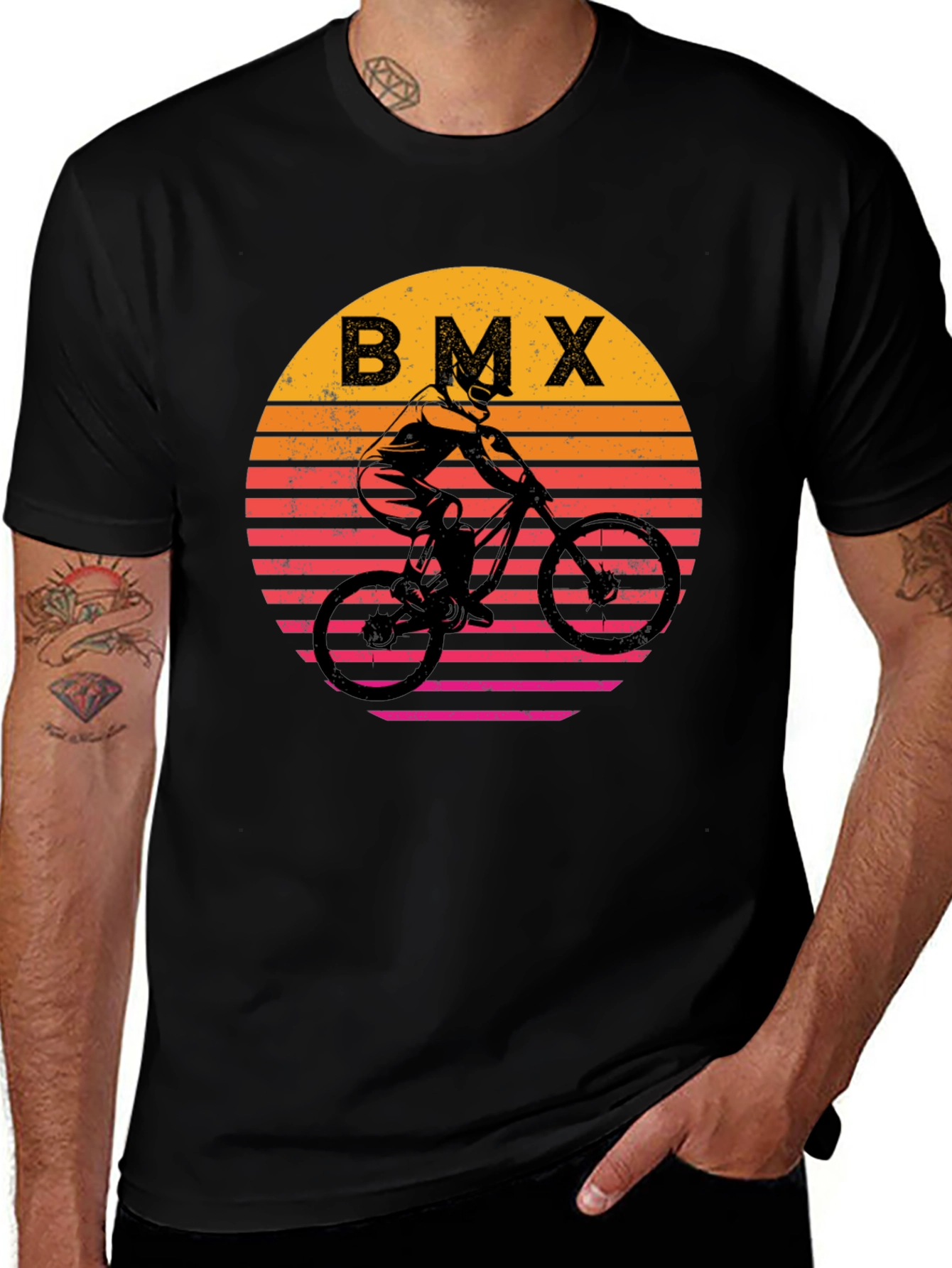 Retro BMX Sunset Graphic T-Shirt