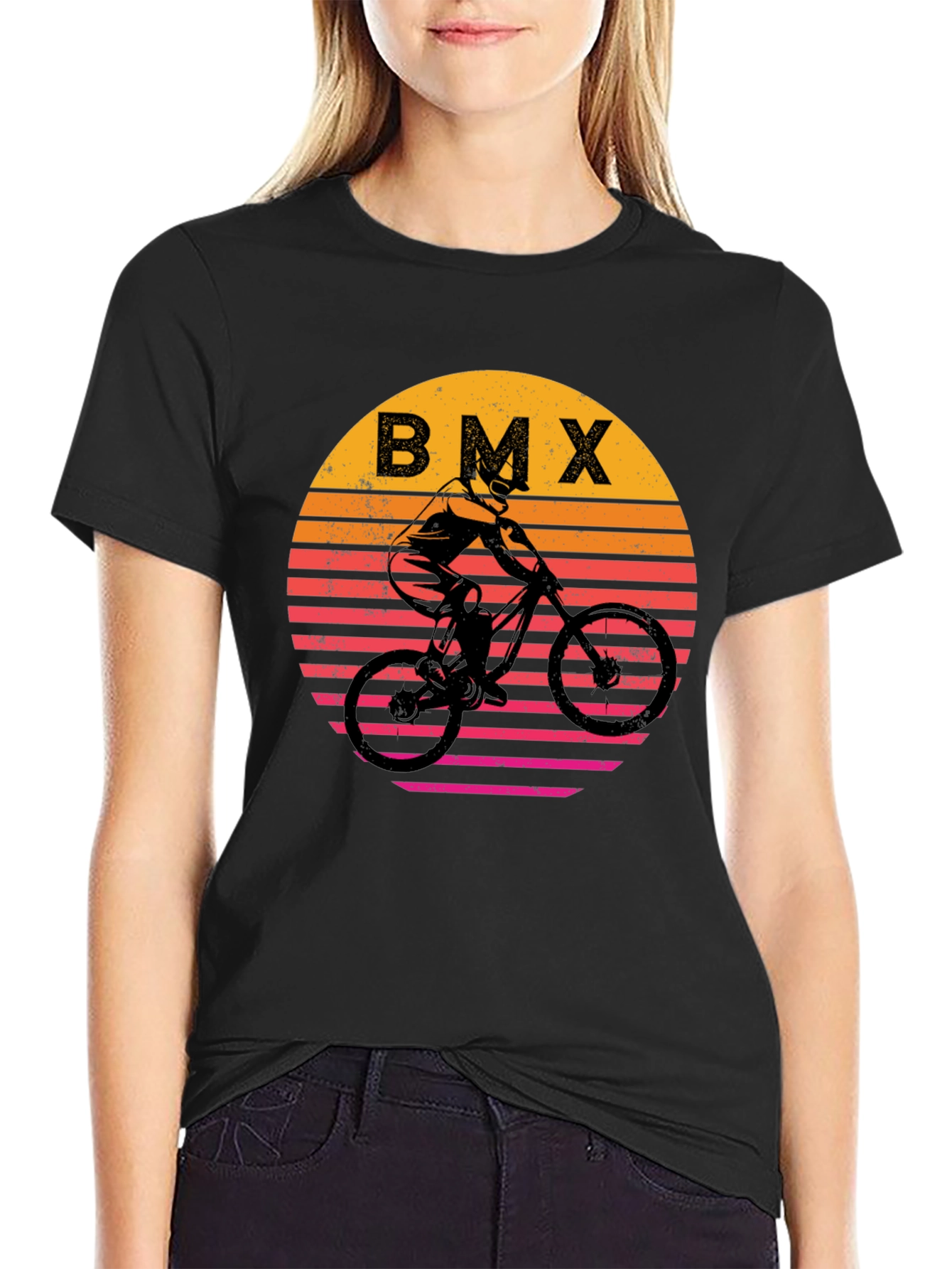 Retro BMX Sunset Graphic T-Shirt