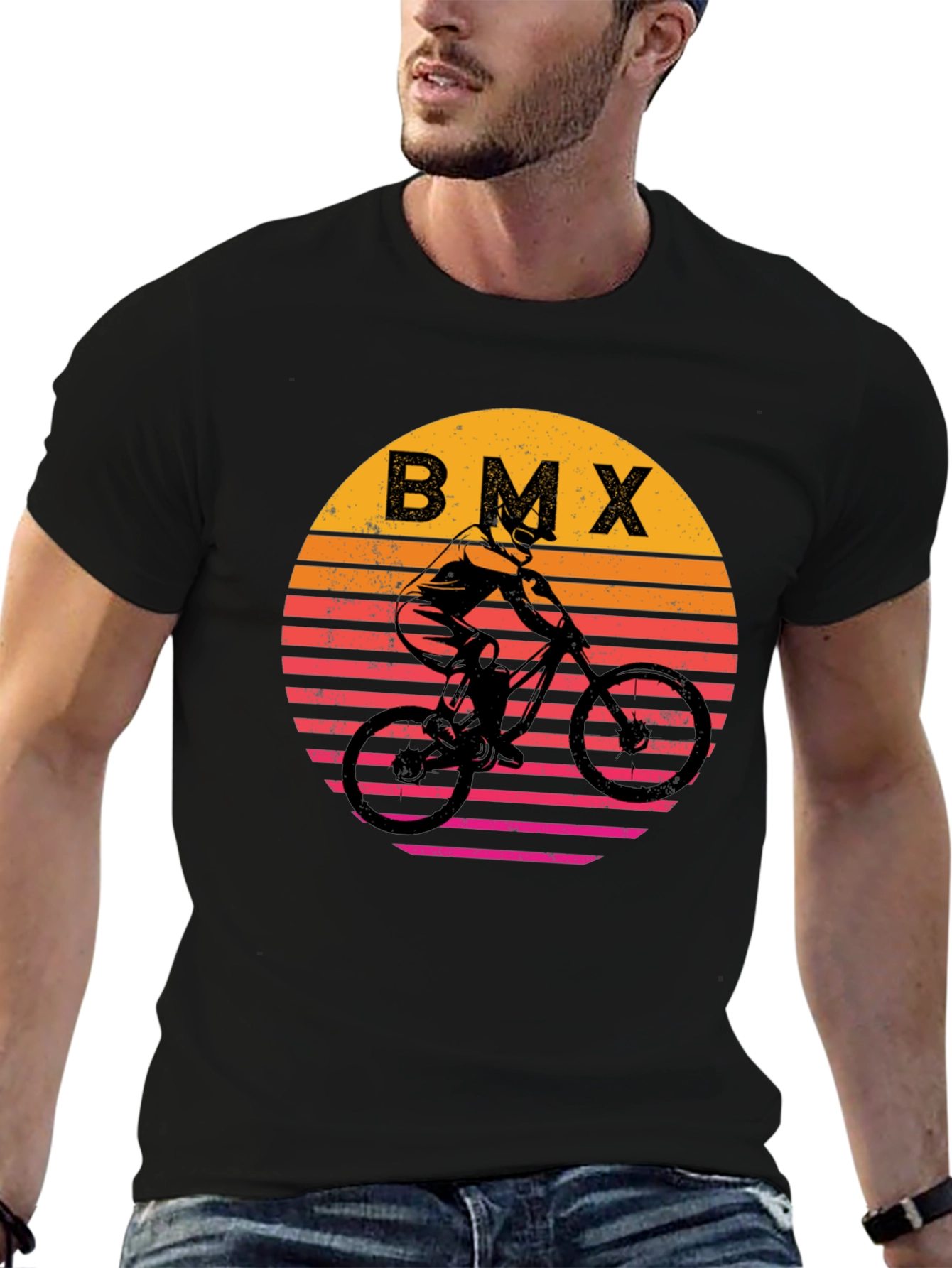 Retro BMX Sunset Graphic T-Shirt
